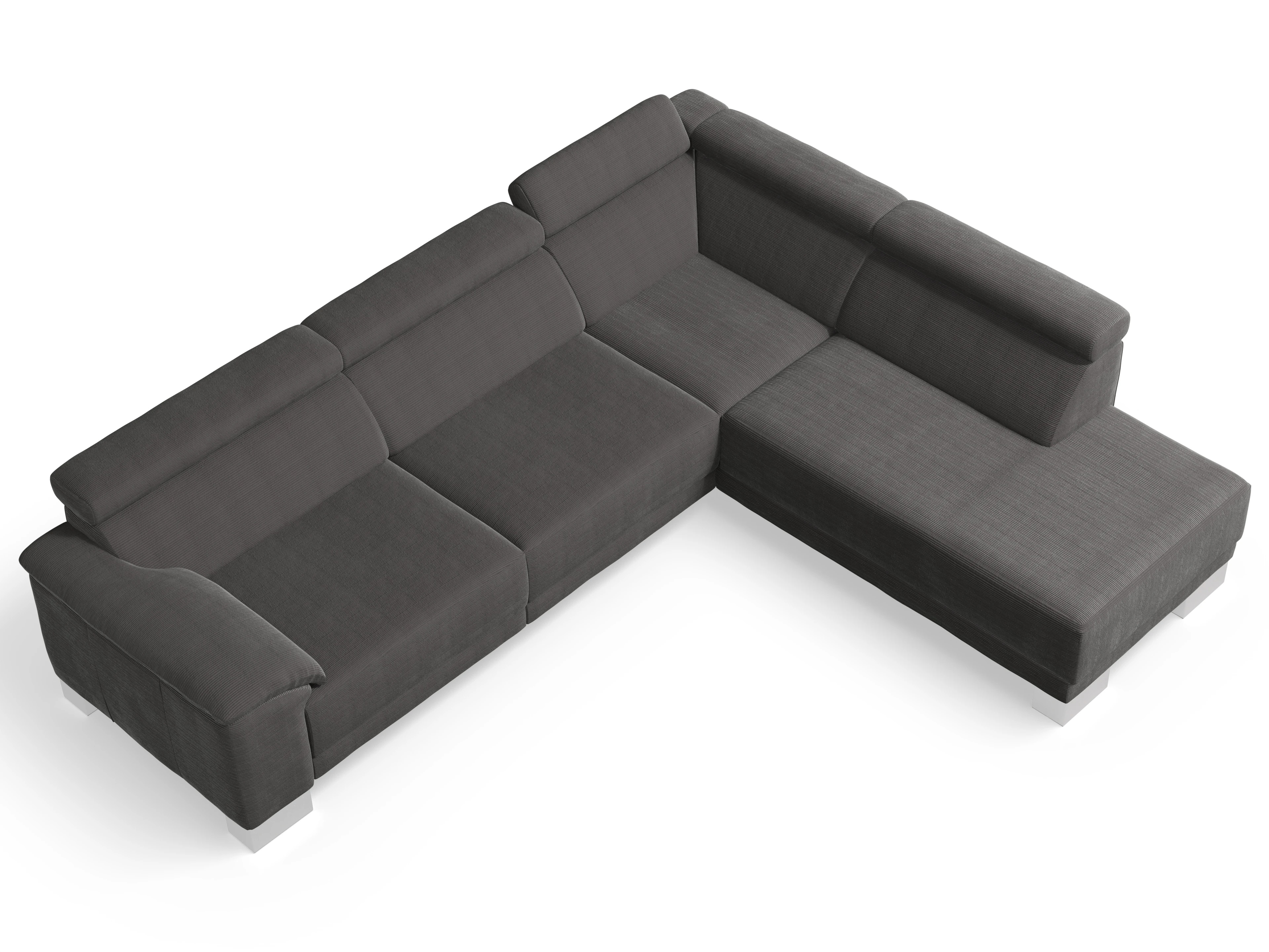 Ansicht des Produktes Antonio Ecksofa rechts Abschluss offen in Stoff Grau