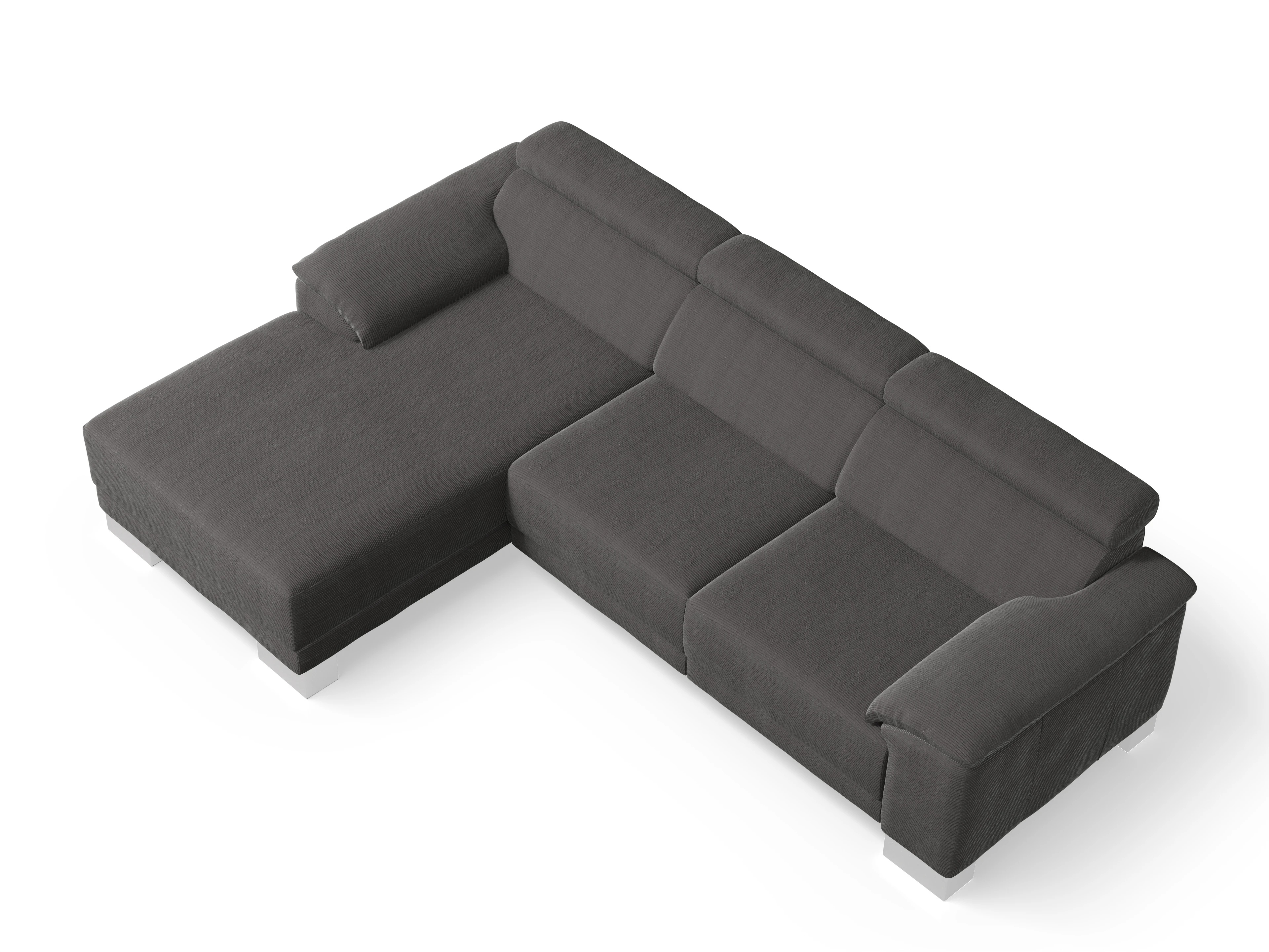 Ansicht des Produktes Antonio Ecksofa links Abschluss offen in Stoff Grau