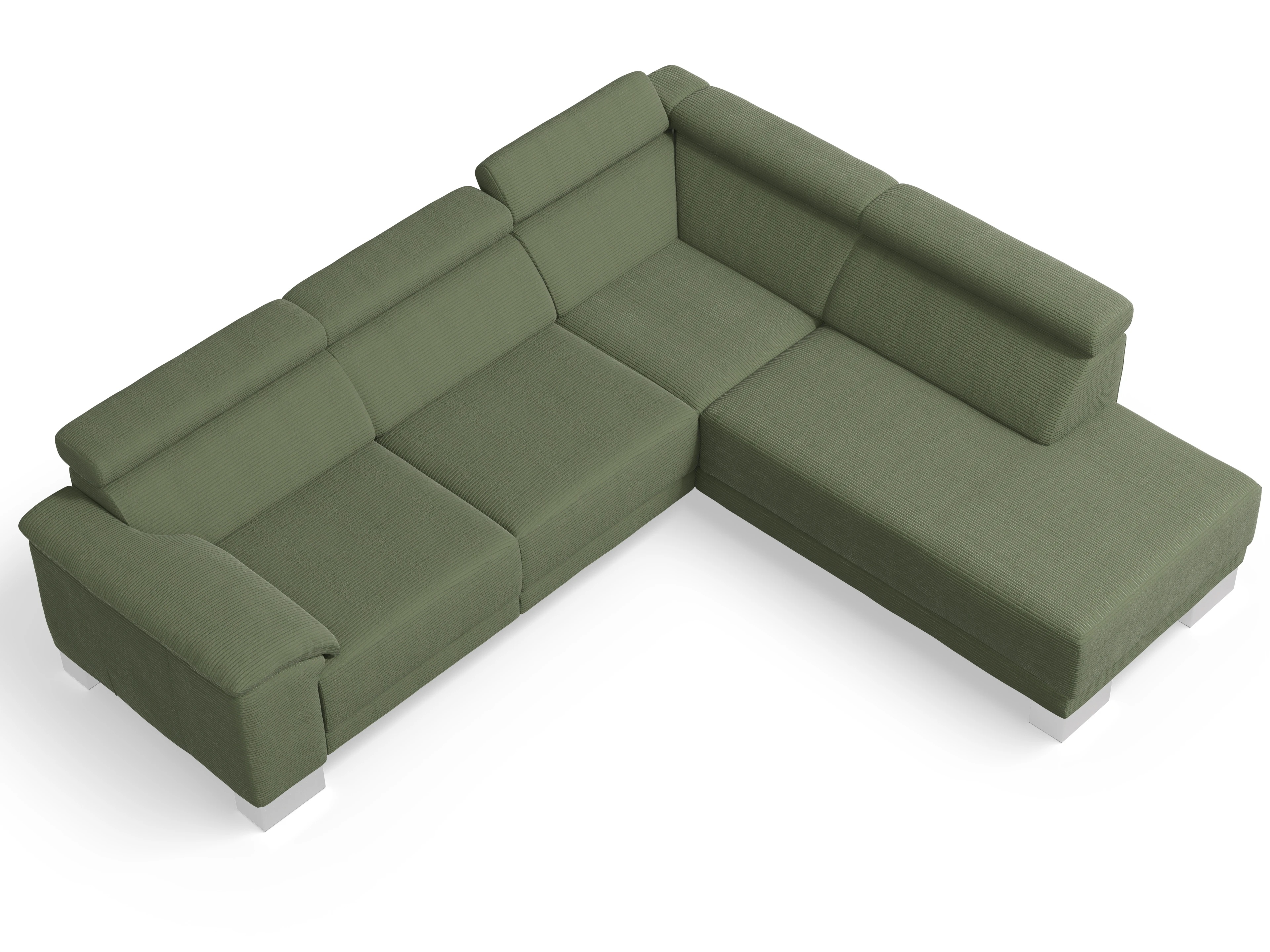 Ansicht des Produktes Antonio Ecksofa rechts Abschluss offen in Stoff Grün
