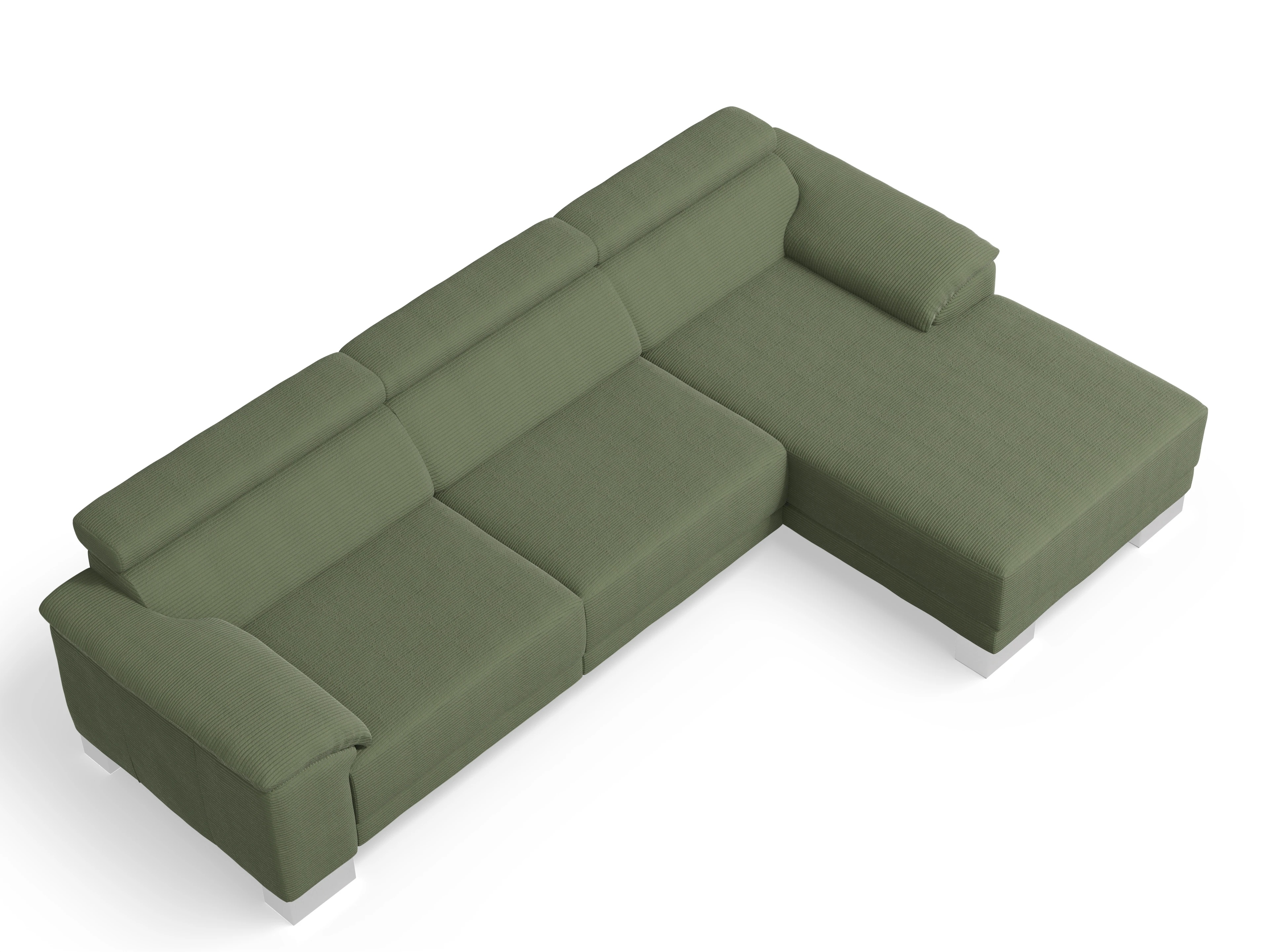 Antonio Ecksofa LO Large R Ansicht des Produktes Antonio Ecksofa rechts Abschluss offen in Stoff Grün