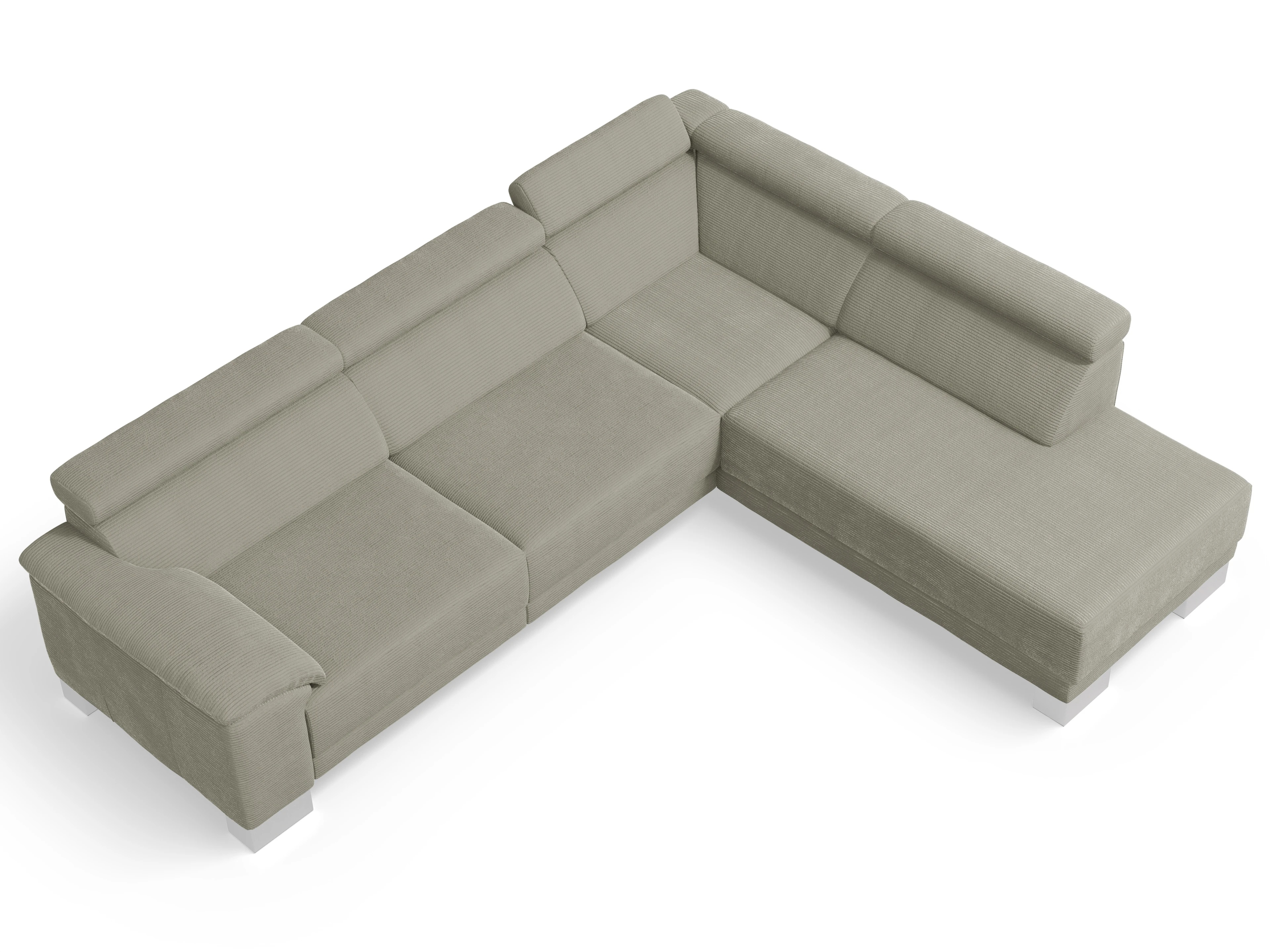 Antonio Ecksofa UM Large Plus R Ansicht des Produktes Antonio Ecksofa rechts Abschluss offen in Stoff Braun