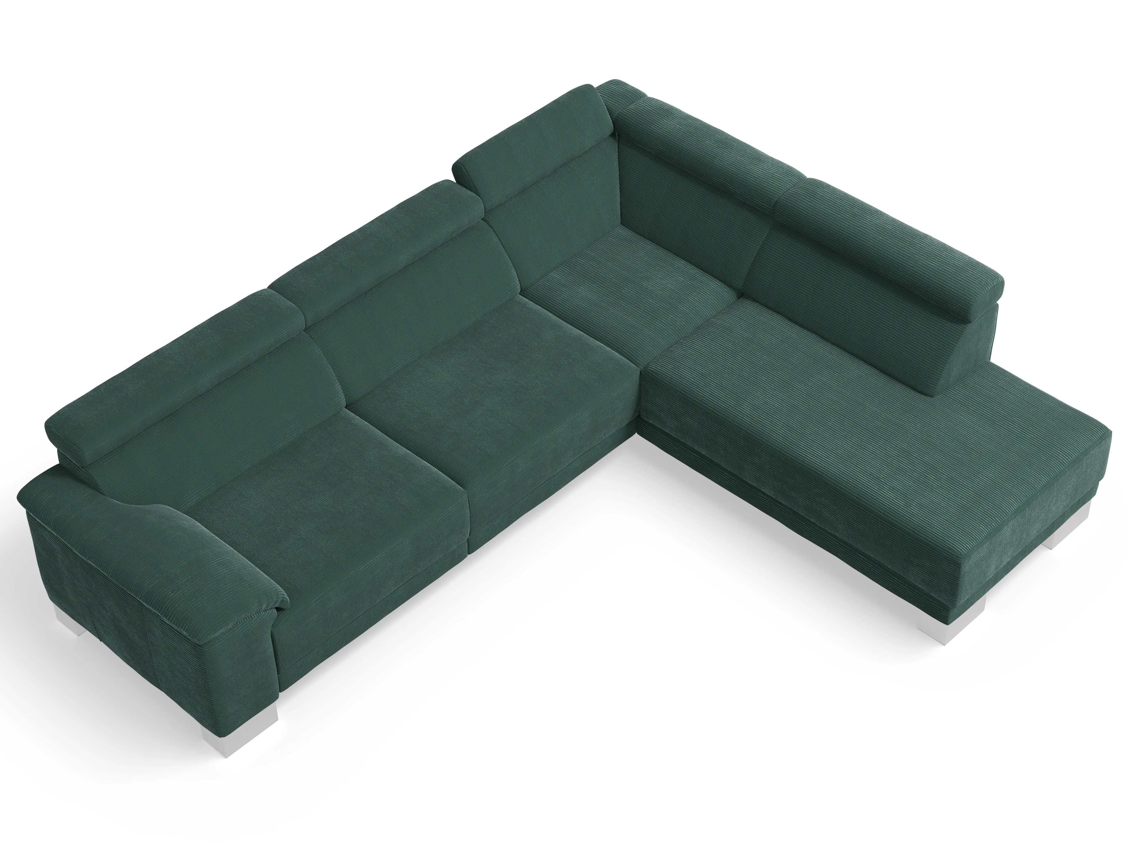 Antonio Ecksofa UM Large Plus R Ansicht des Produktes Antonio Ecksofa rechts Abschluss offen in Stoff Grün
