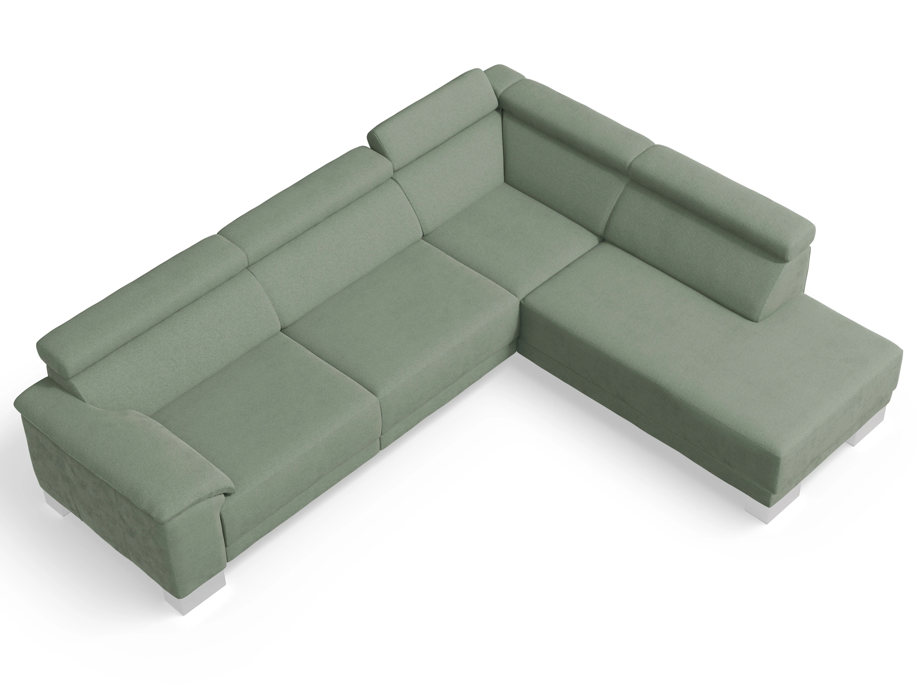 Ansicht des Produktes Antonio Ecksofa rechts Abschluss offen in Stoff Grün