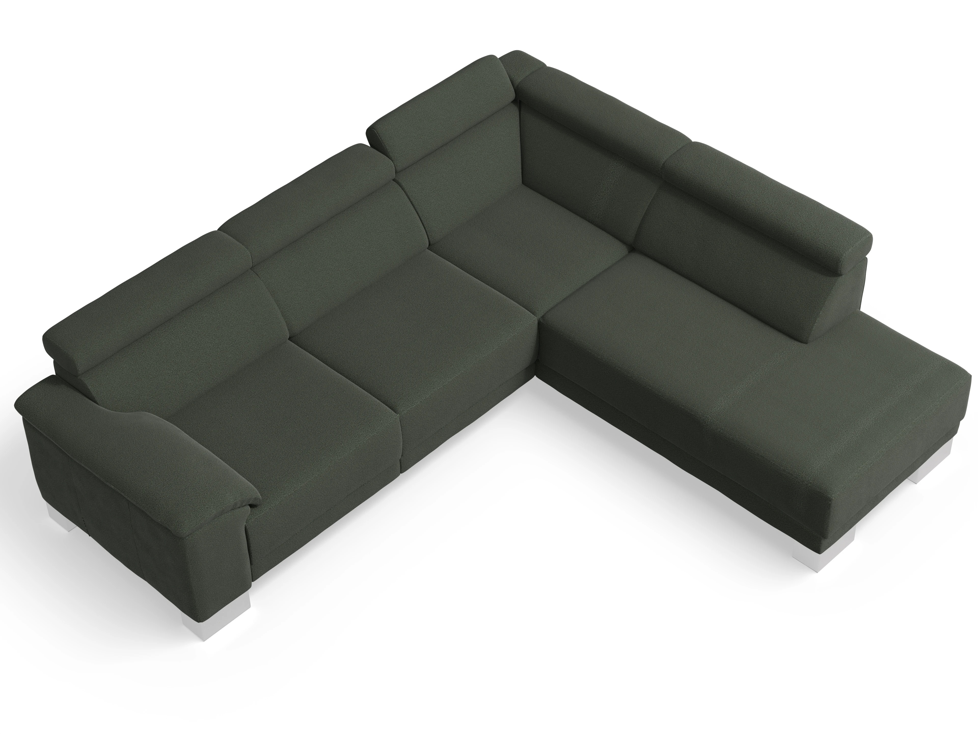 Ansicht des Produktes Antonio Ecksofa rechts Abschluss offen in Stoff Grün