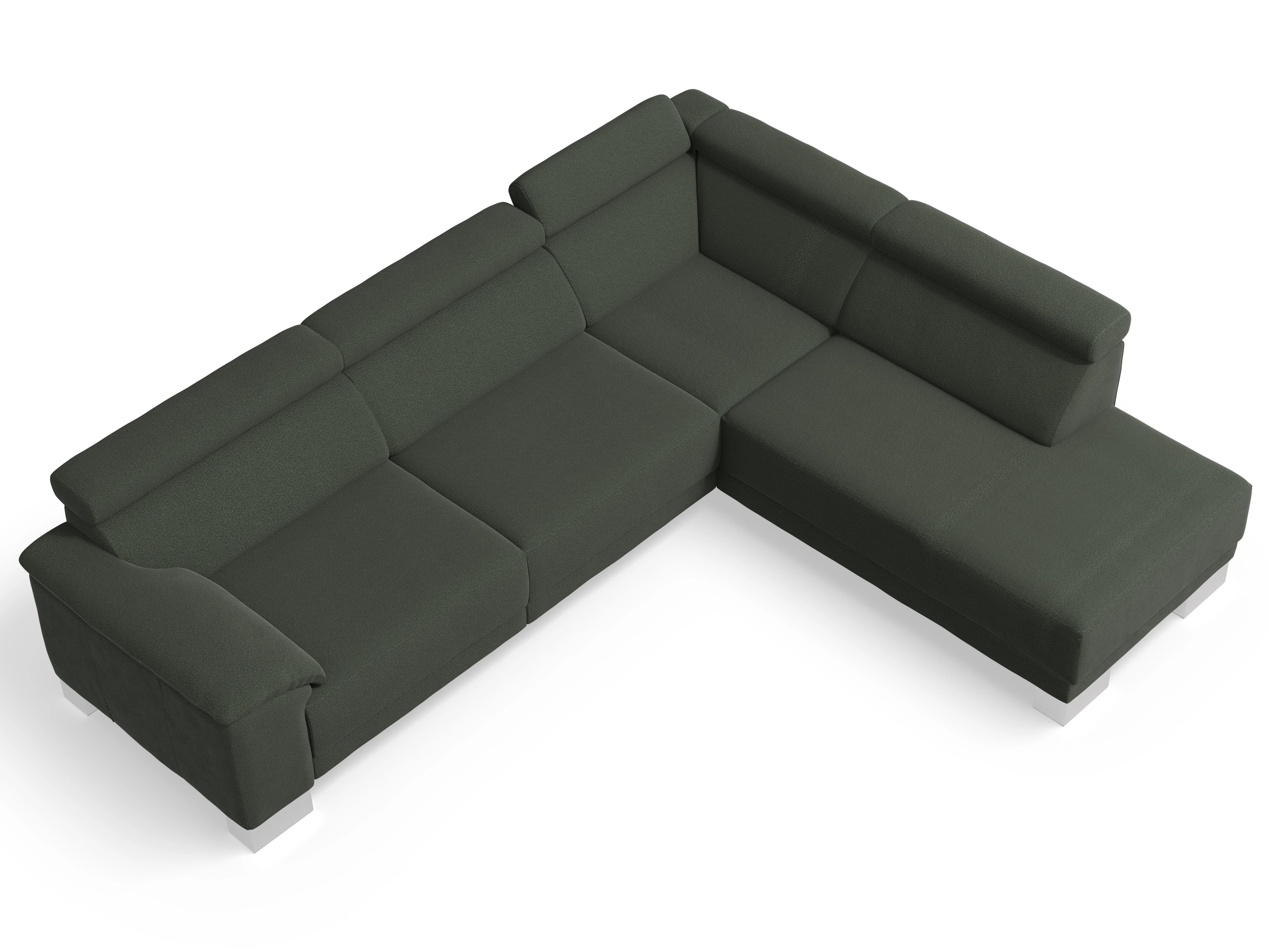 Ansicht des Produktes Antonio Ecksofa rechts Abschluss offen in Stoff Grün