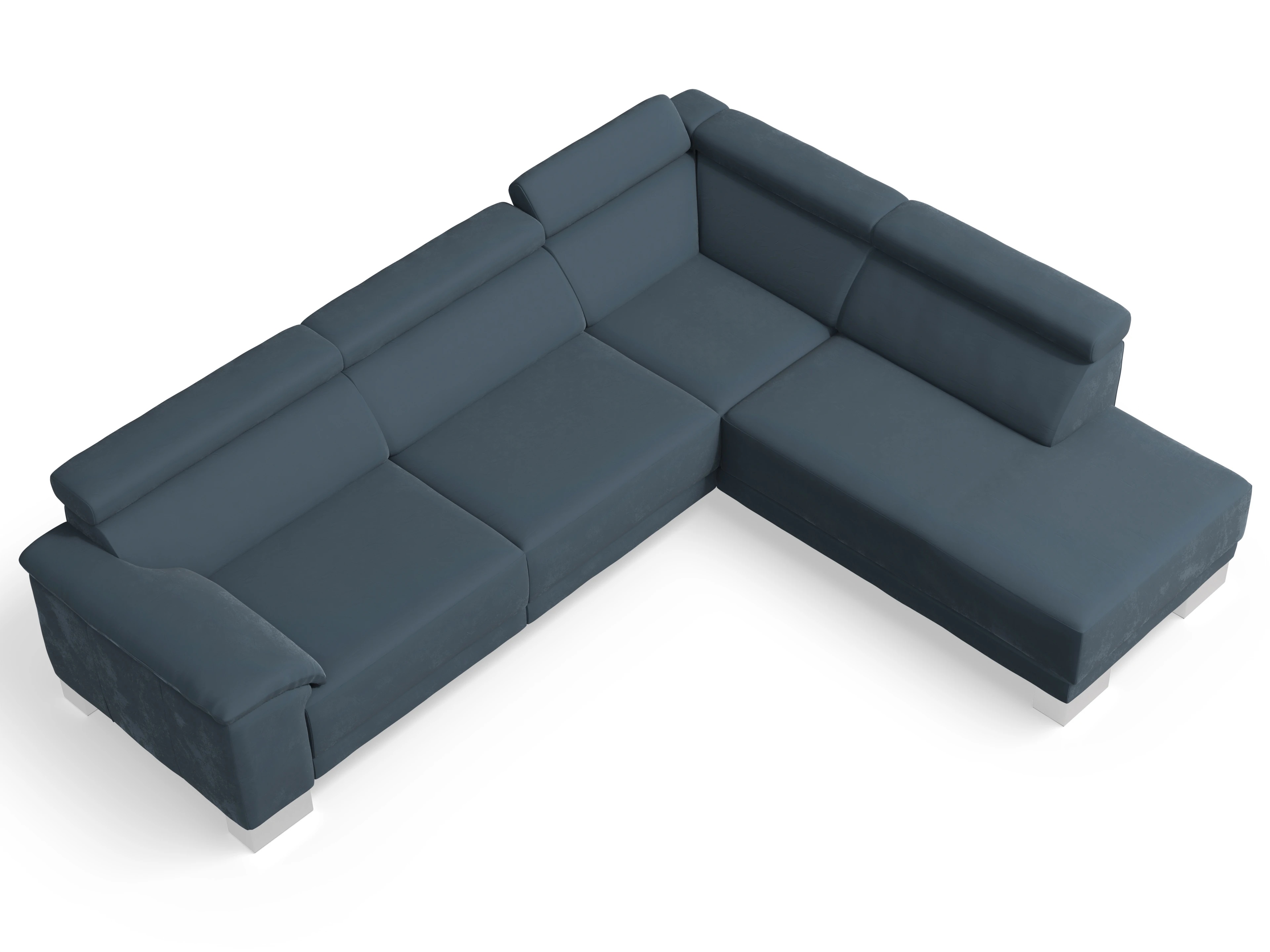 Ansicht des Produktes Antonio Ecksofa rechts Abschluss offen in Stoff Blau