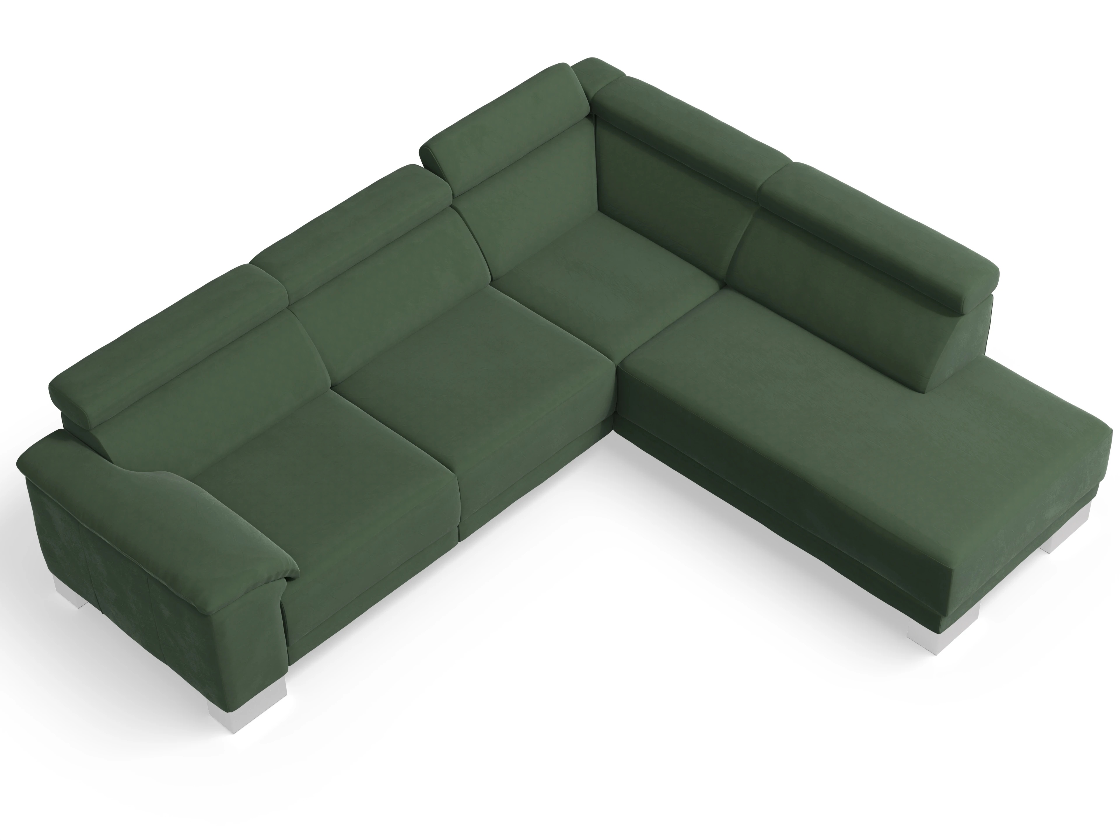Ansicht des Produktes Antonio Ecksofa rechts Abschluss offen in Stoff Grün
