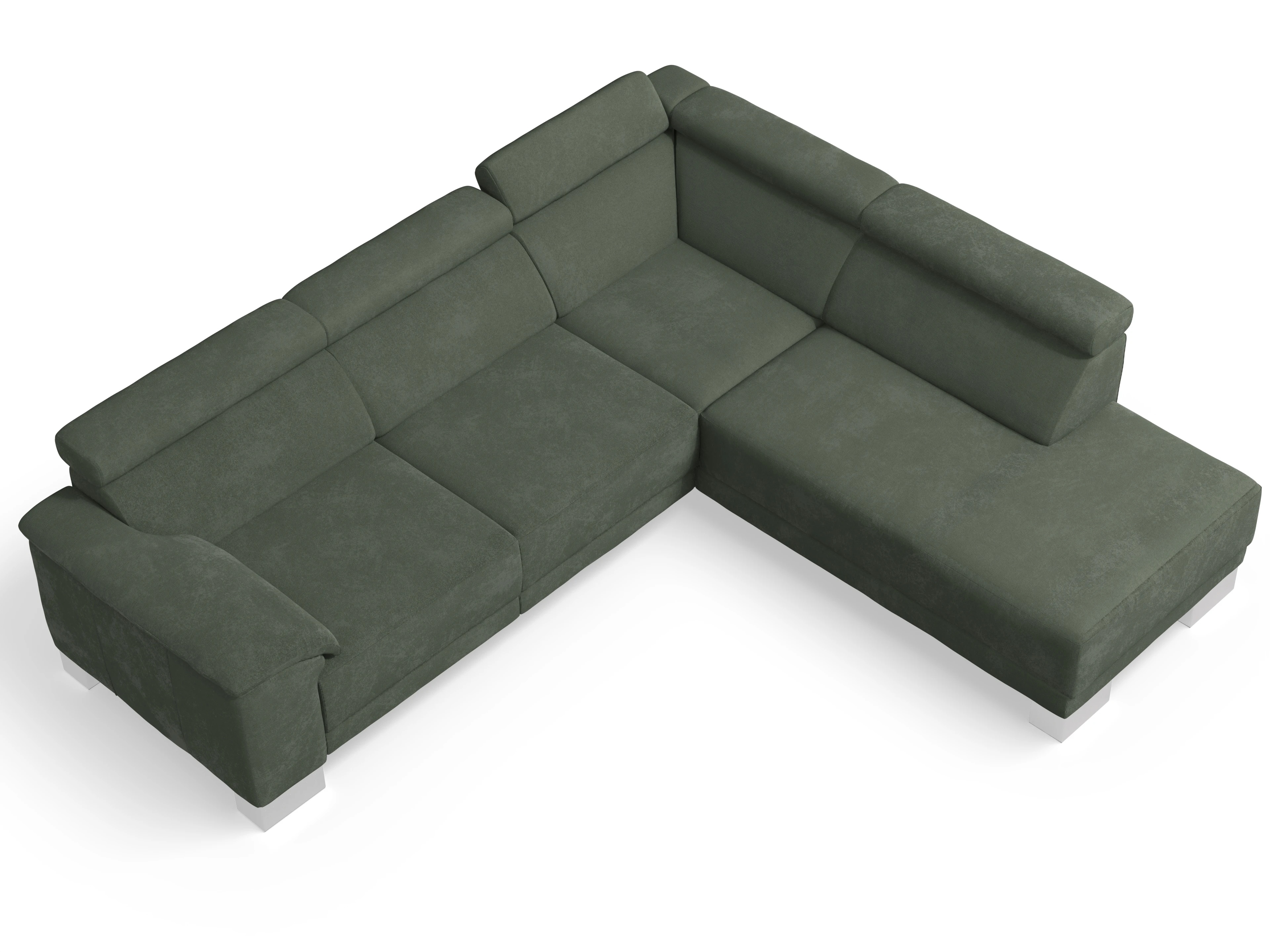 Ansicht des Produktes Antonio Ecksofa rechts Abschluss offen in Stoff Grün