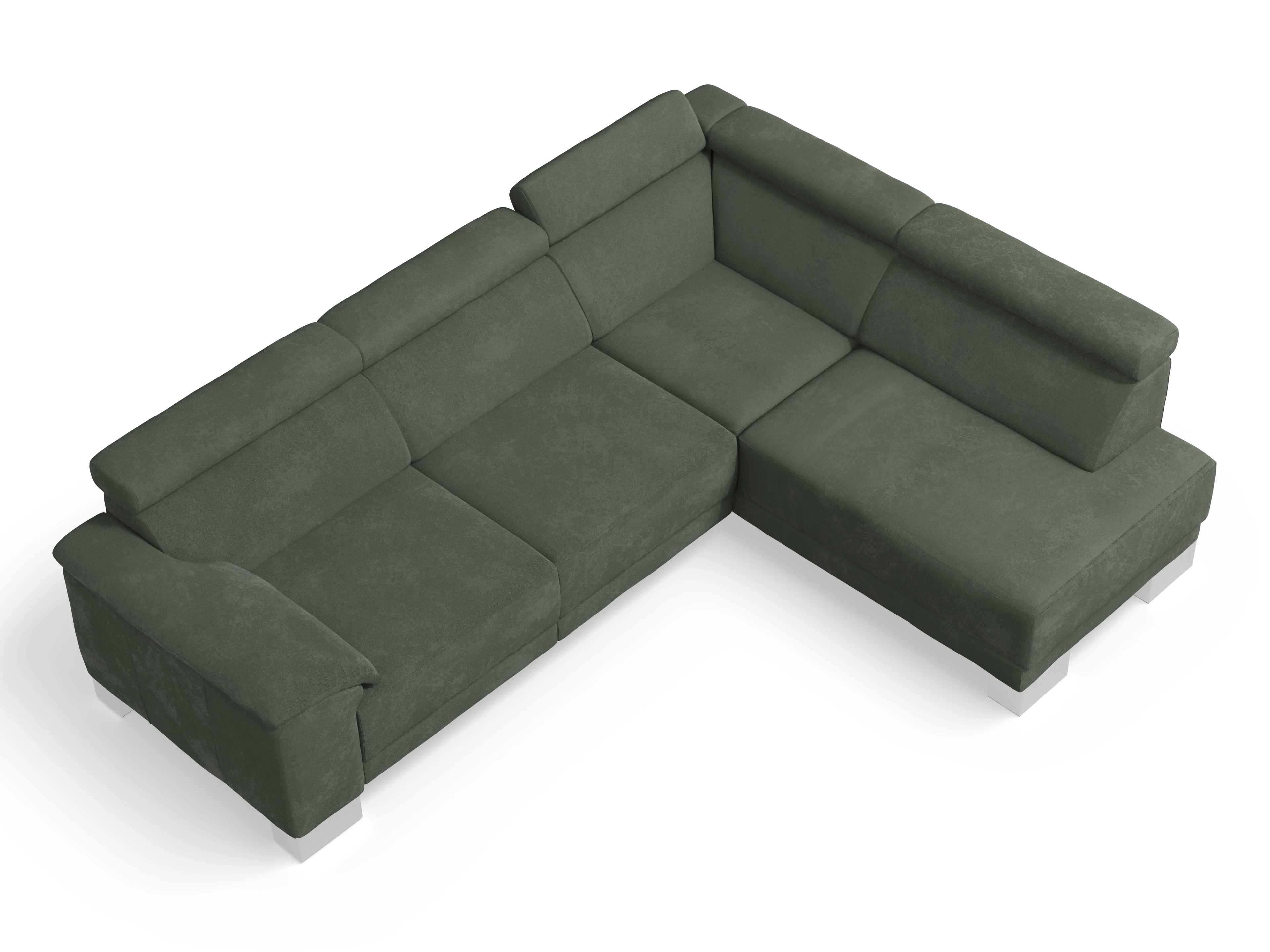 Ansicht des Produktes Antonio Ecksofa rechts Abschluss offen in Stoff Grün