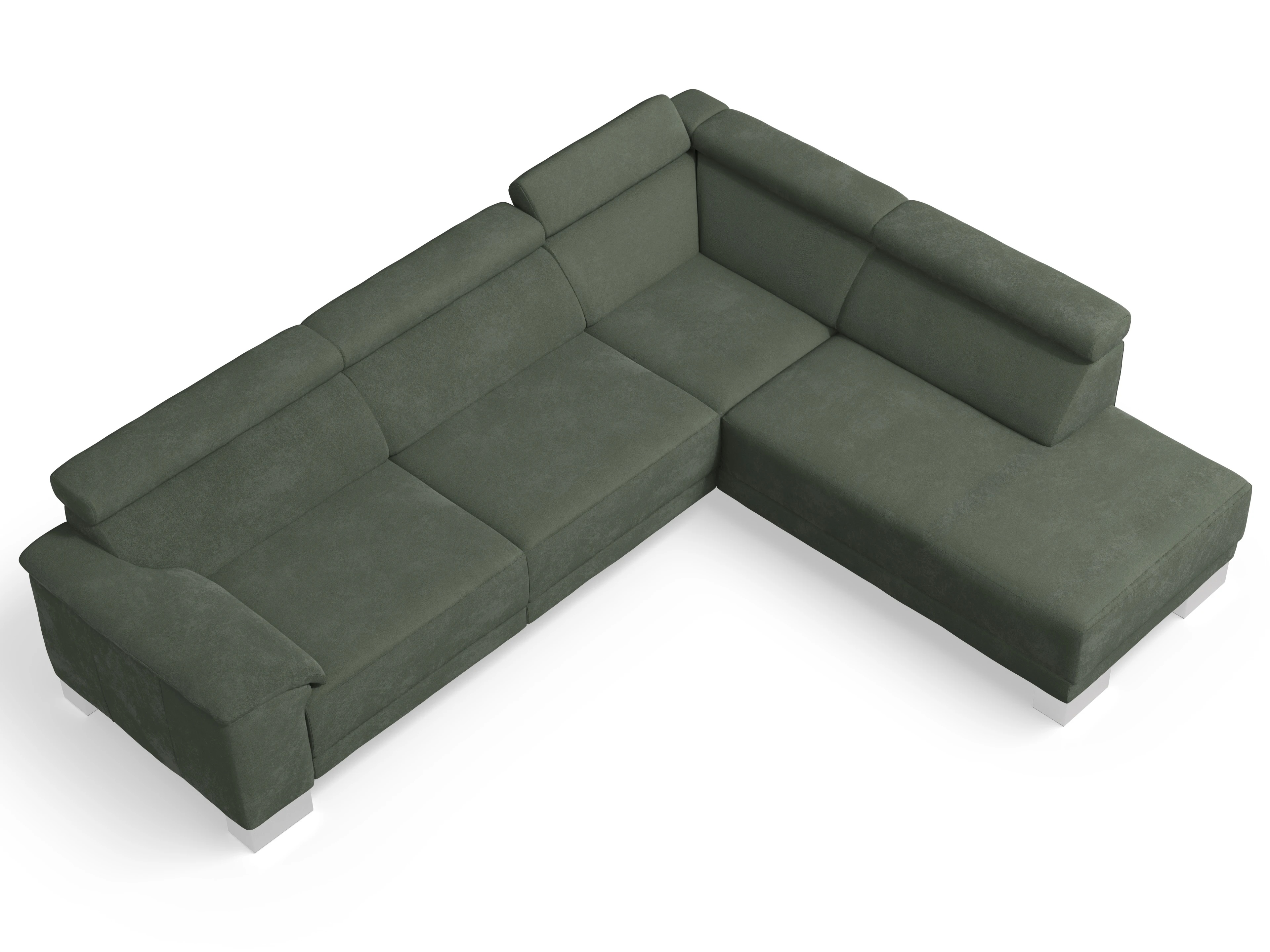 Antonio Ecksofa UM Large Plus R Ansicht des Produktes Antonio Ecksofa rechts Abschluss offen in Stoff Grün