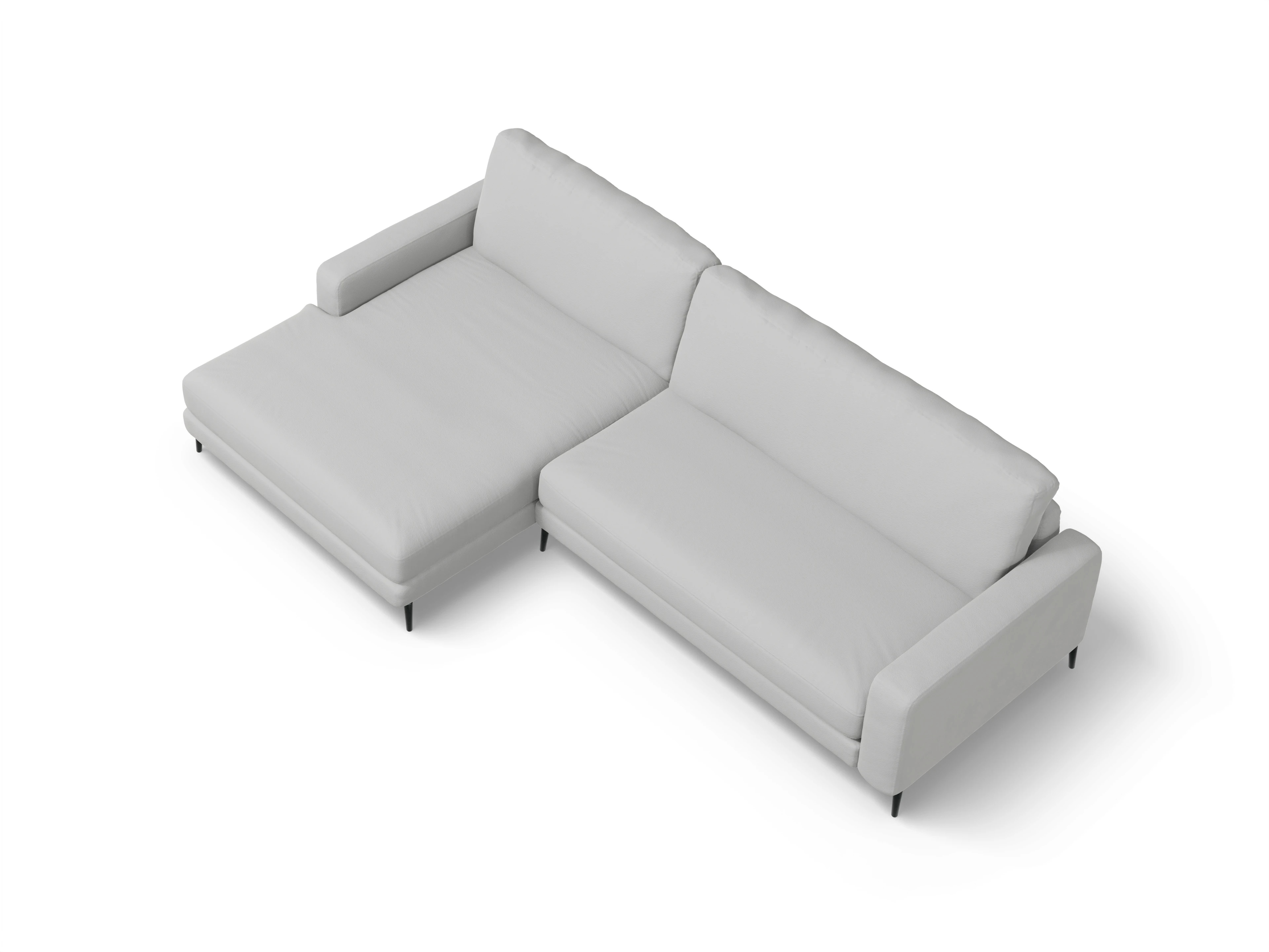 Urbana LOXL Medium L Ansicht des Produktes Urbana Ecksofa links Abschluss offen in Stoff Grau