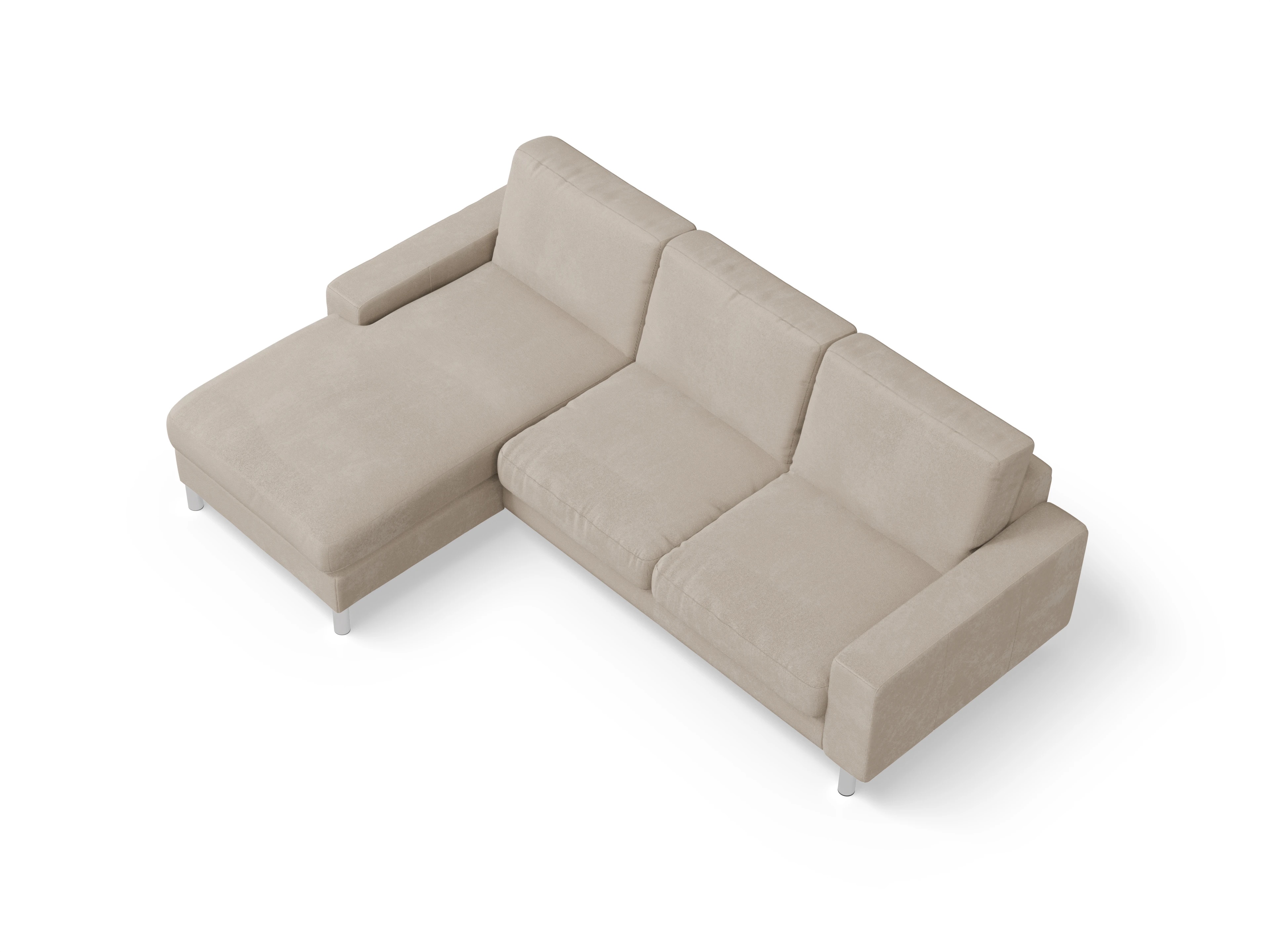Campo Move Ecksofa LO Small L Ansicht des Produktes Campo Move Ecksofa links Abschluss offen in Stoff Beige