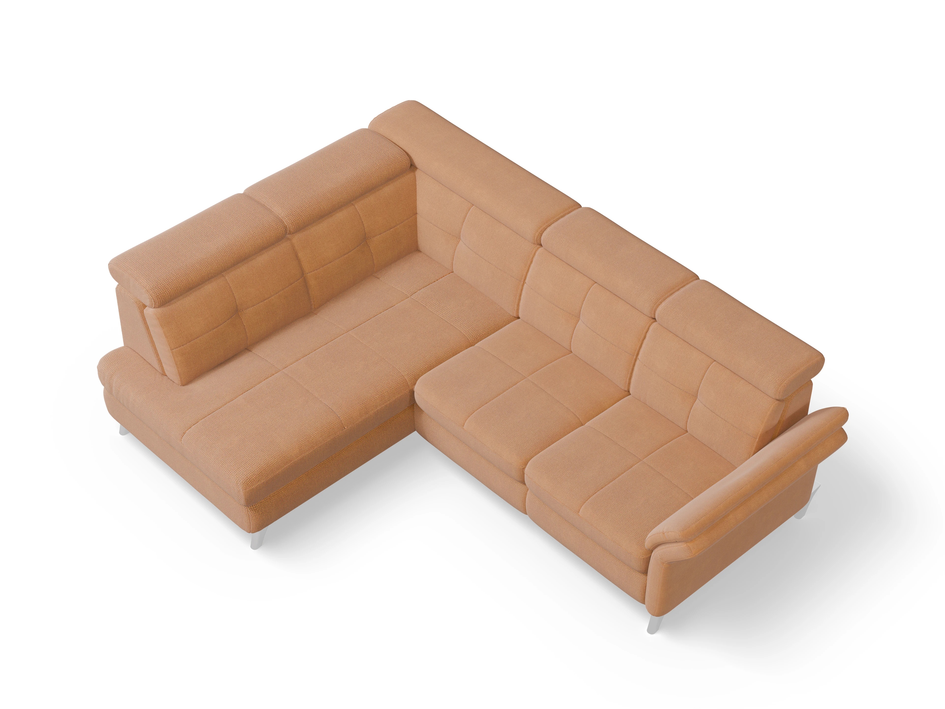 Alizee KO Medium L Ansicht des Produktes Alizee Ecksofa links Abschluss offen in Stoff Gelb