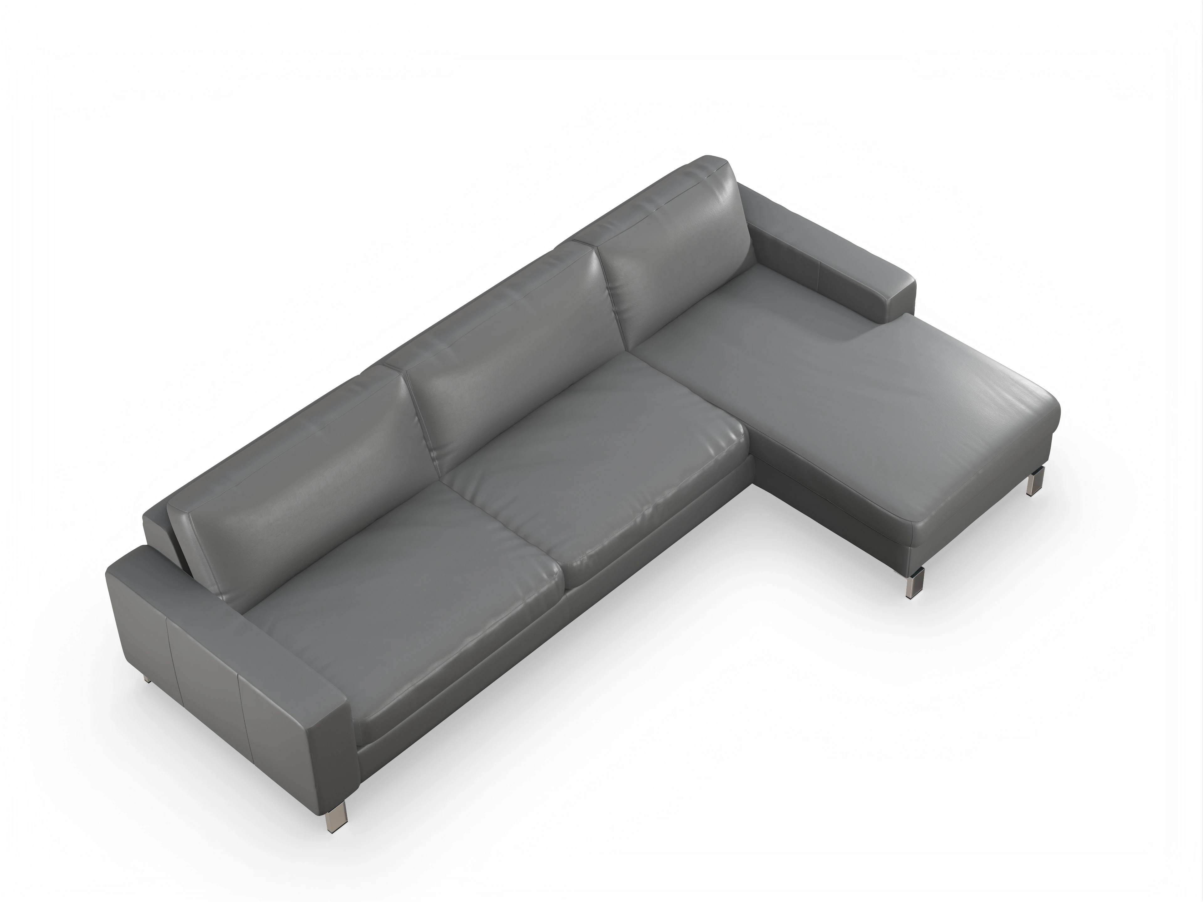 Ansicht des Produktes Indiana Ecksofa rechts Abschluss offen in Leder Grau
