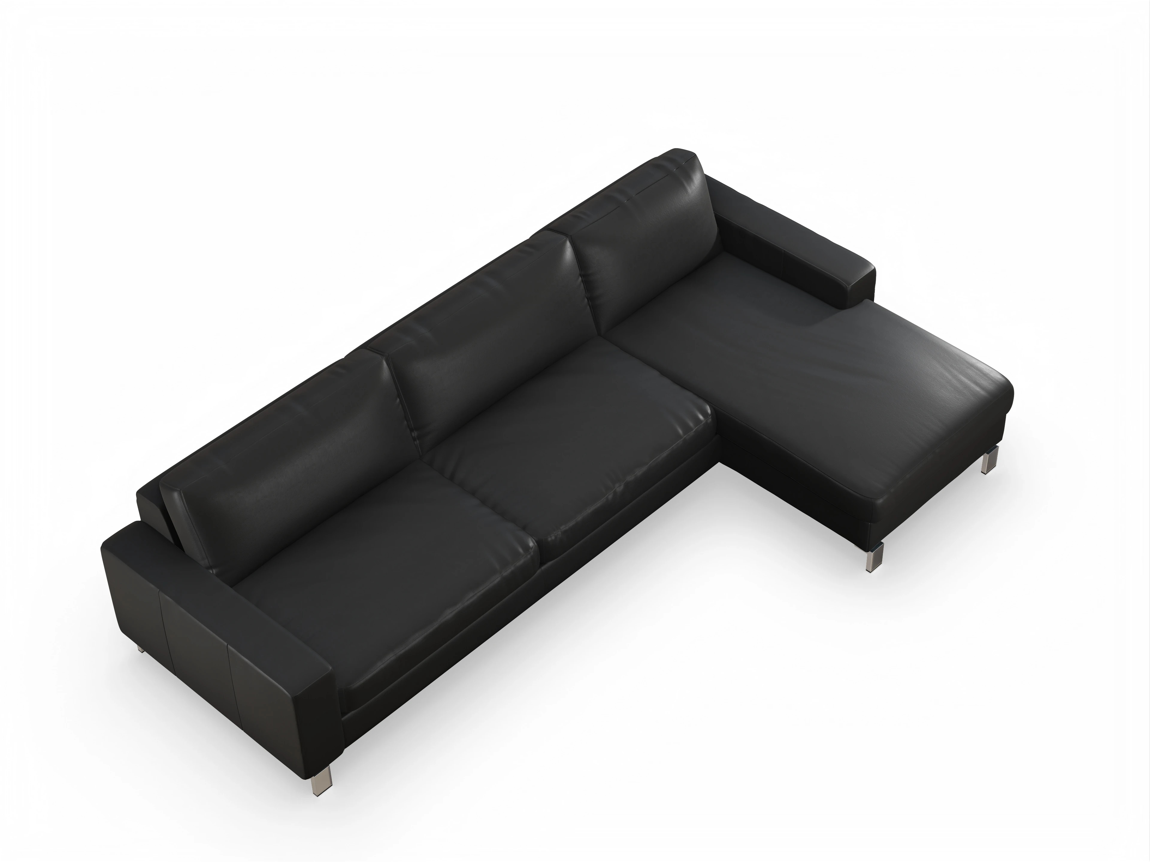 Ansicht des Produktes Indiana Ecksofa rechts Abschluss offen in Leder Schwarz