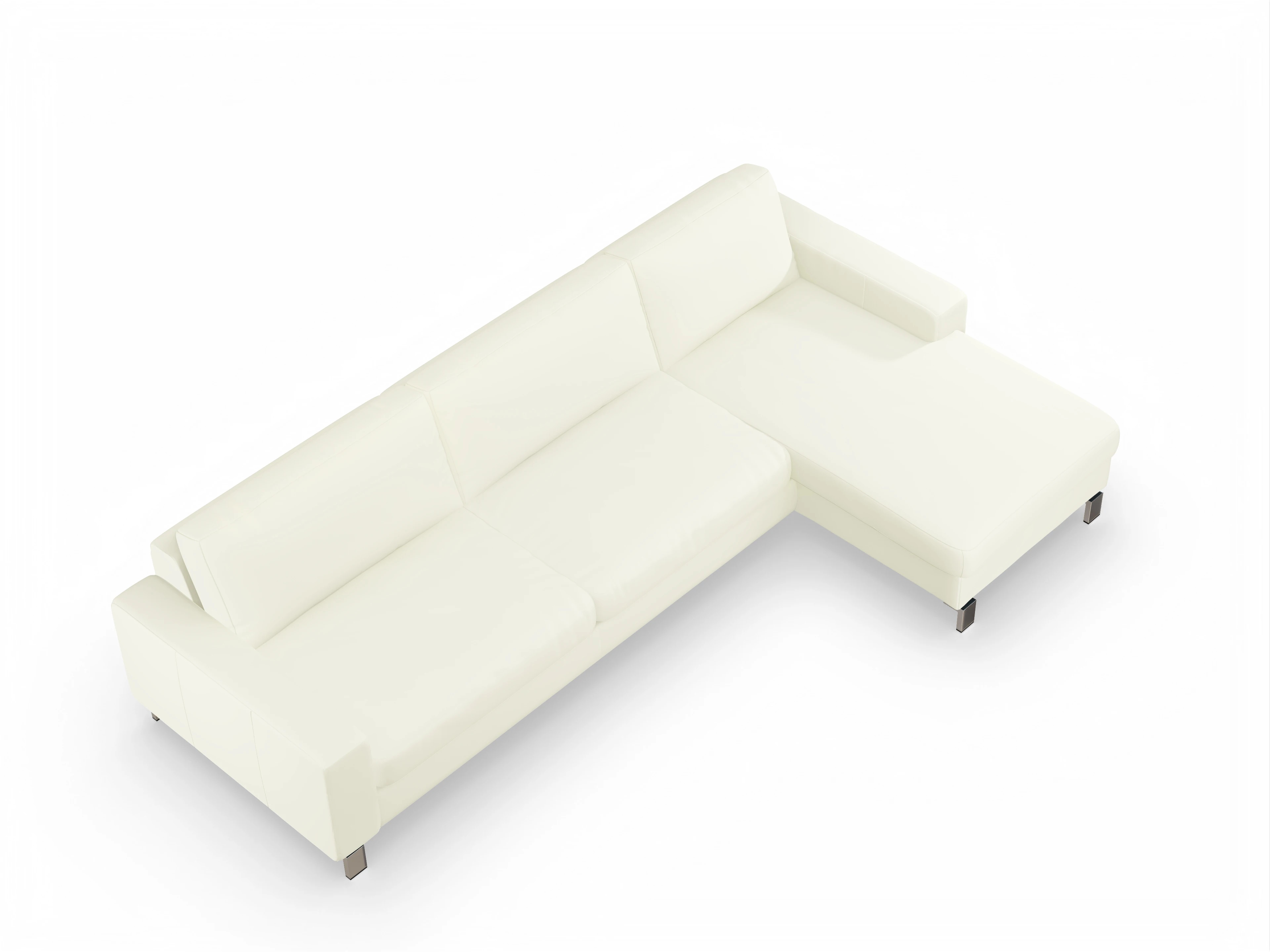 Ansicht des Produktes Indiana Ecksofa rechts Abschluss offen in Leder Weiss