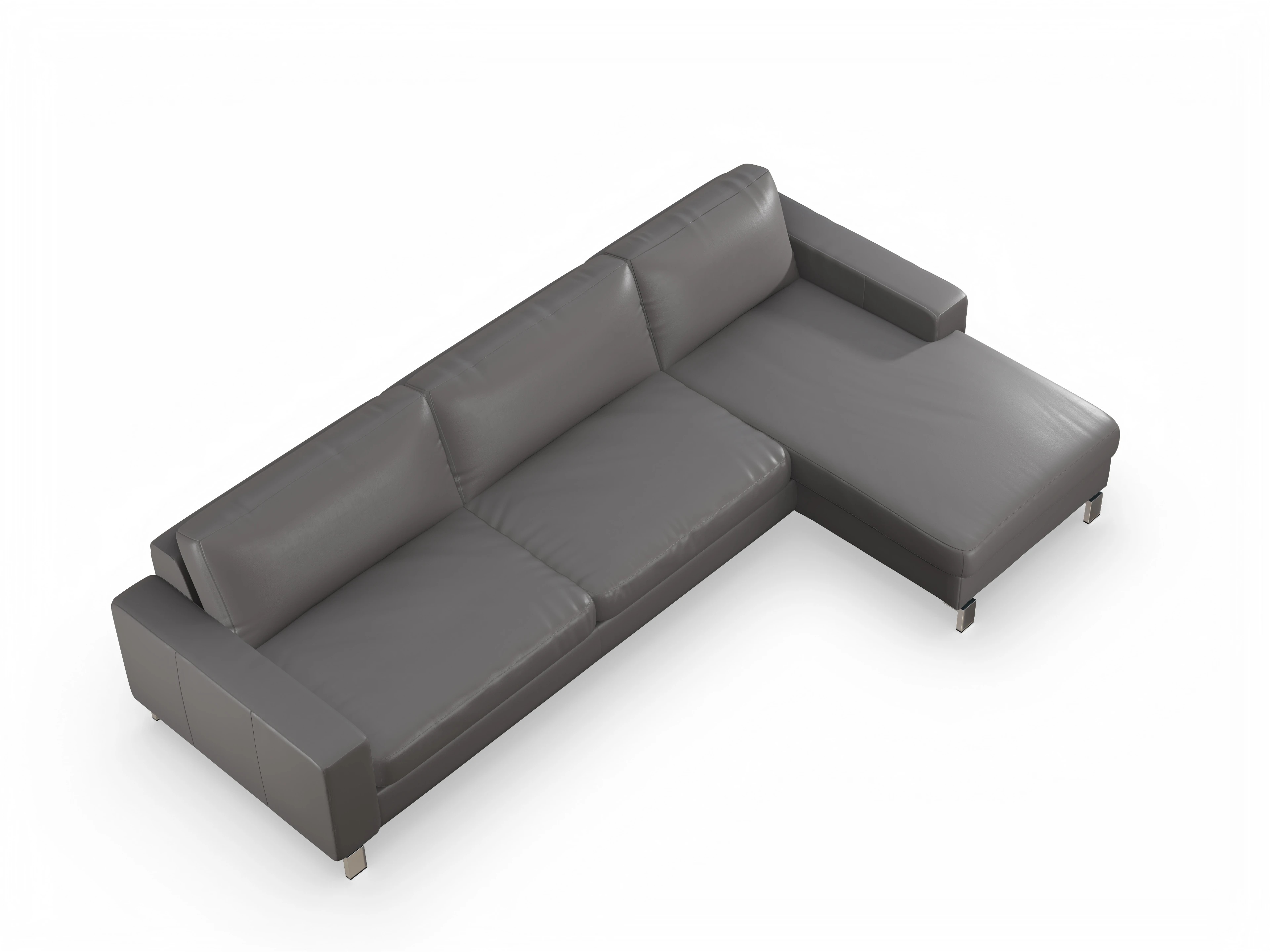Ansicht des Produktes Indiana Ecksofa rechts Abschluss offen in Leder Grau