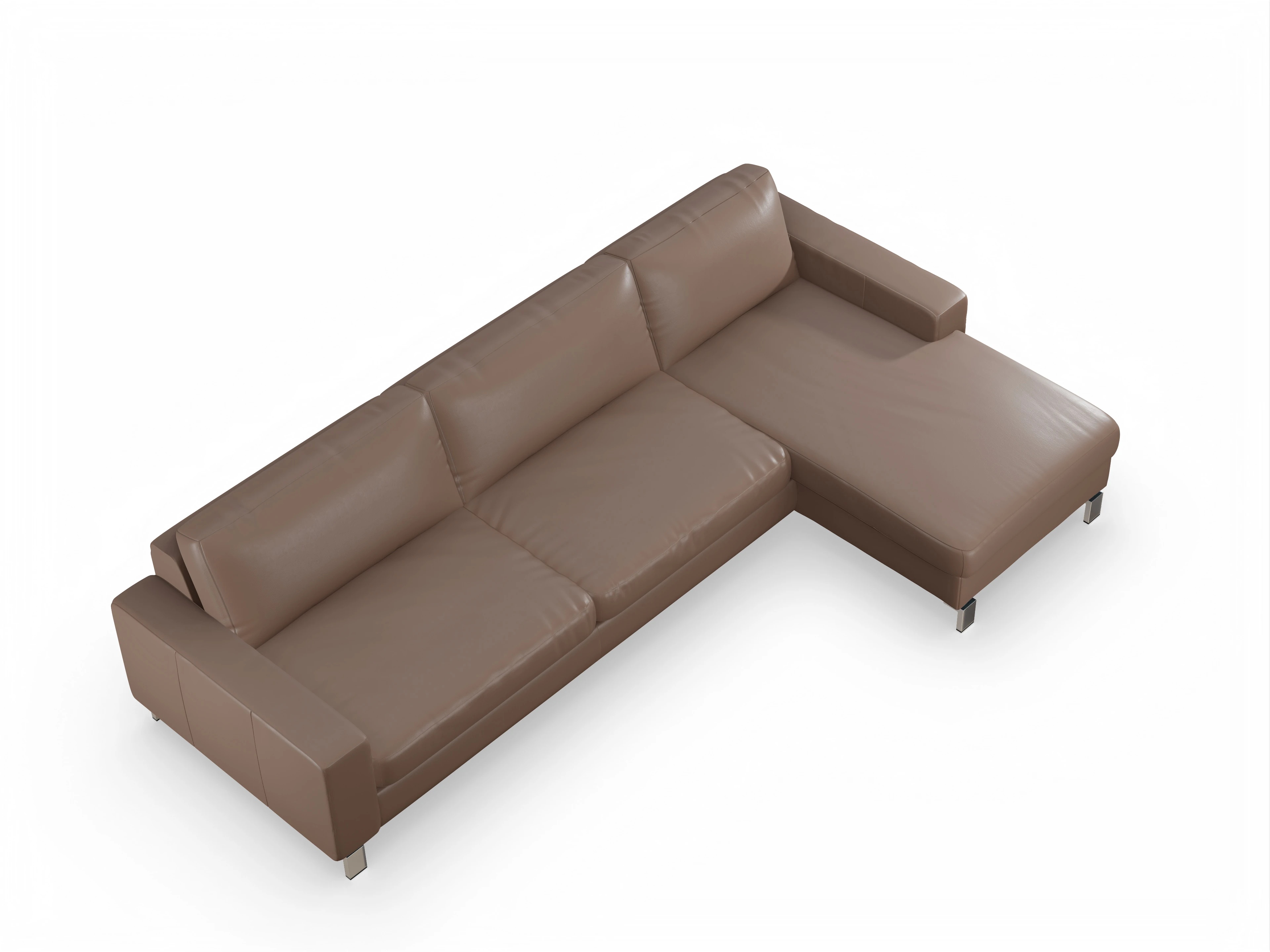 Ansicht des Produktes Indiana Ecksofa rechts Abschluss offen in Leder Braun