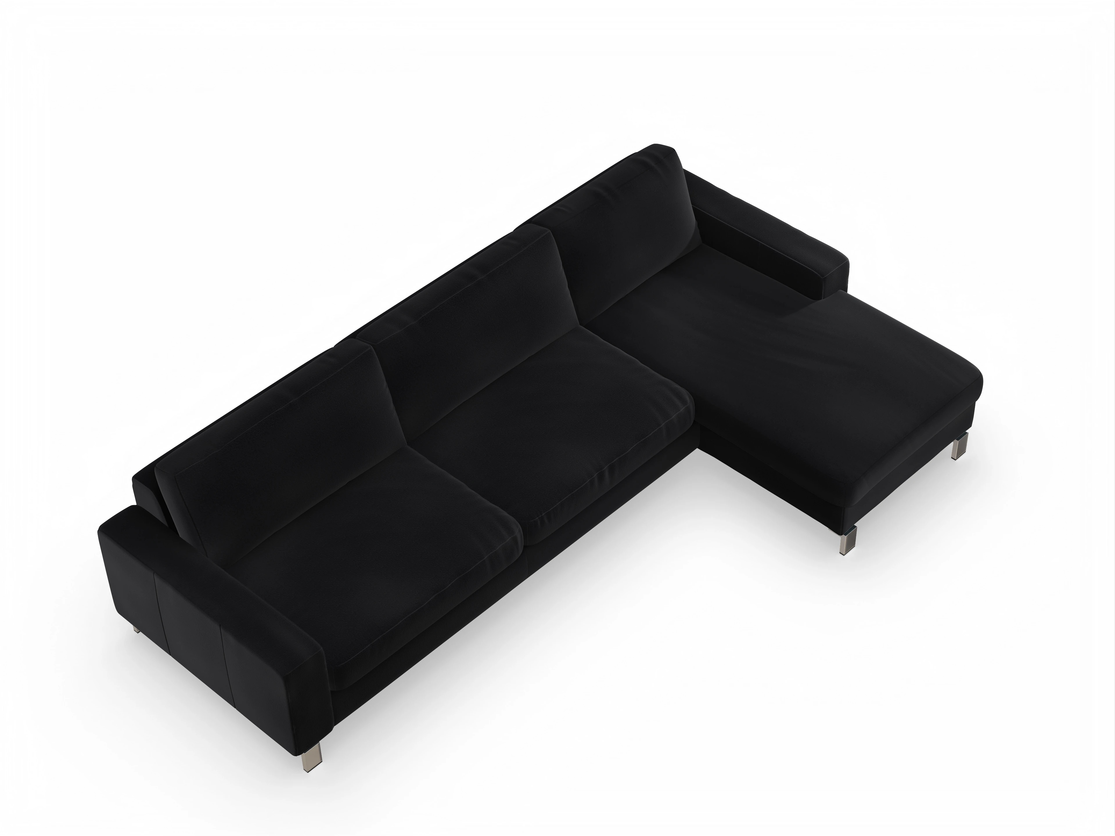 Ansicht des Produktes Indiana Ecksofa rechts Abschluss offen in Stoff Schwarz