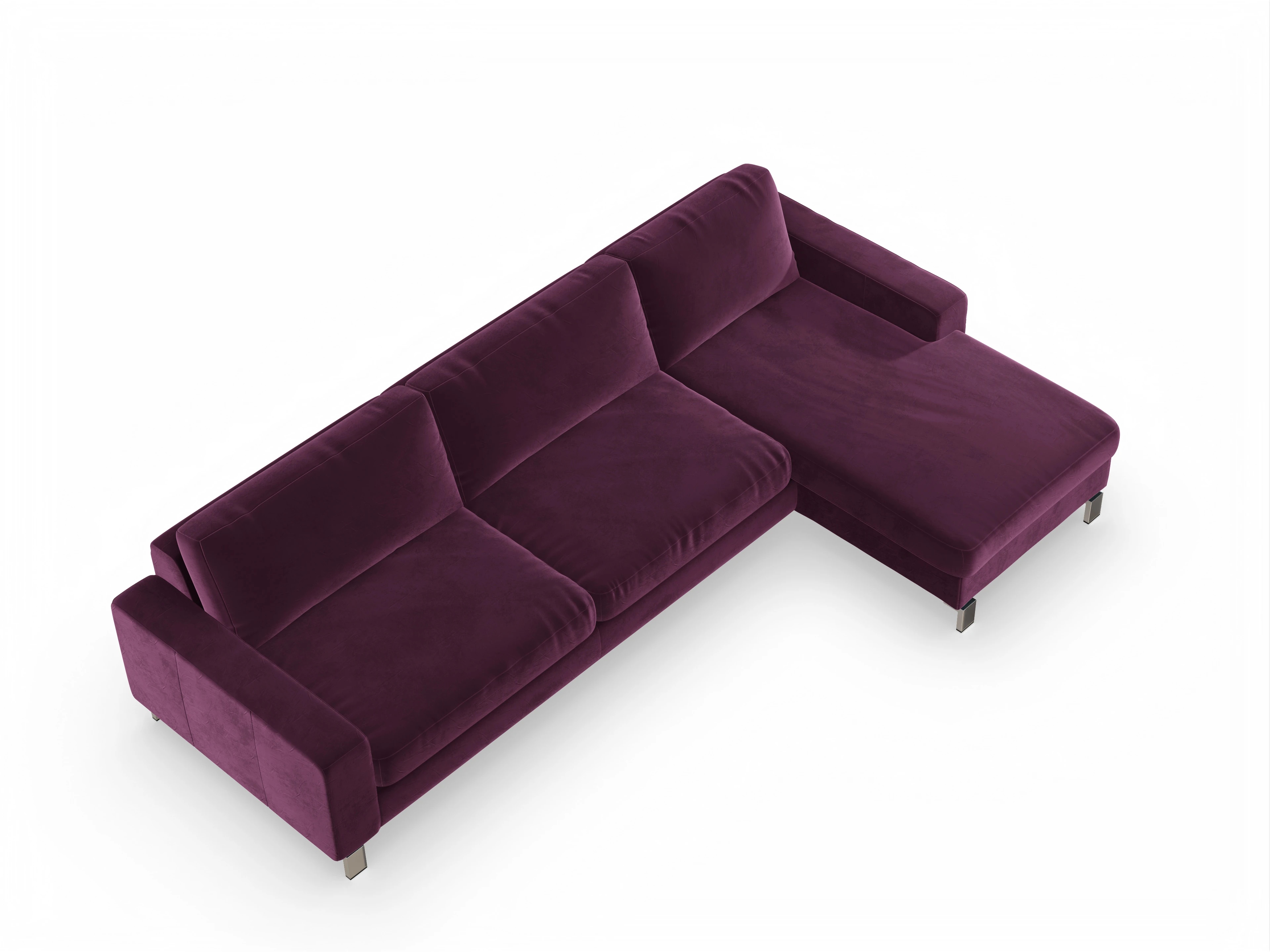Ansicht des Produktes Indiana Ecksofa rechts Abschluss offen in Stoff Lila