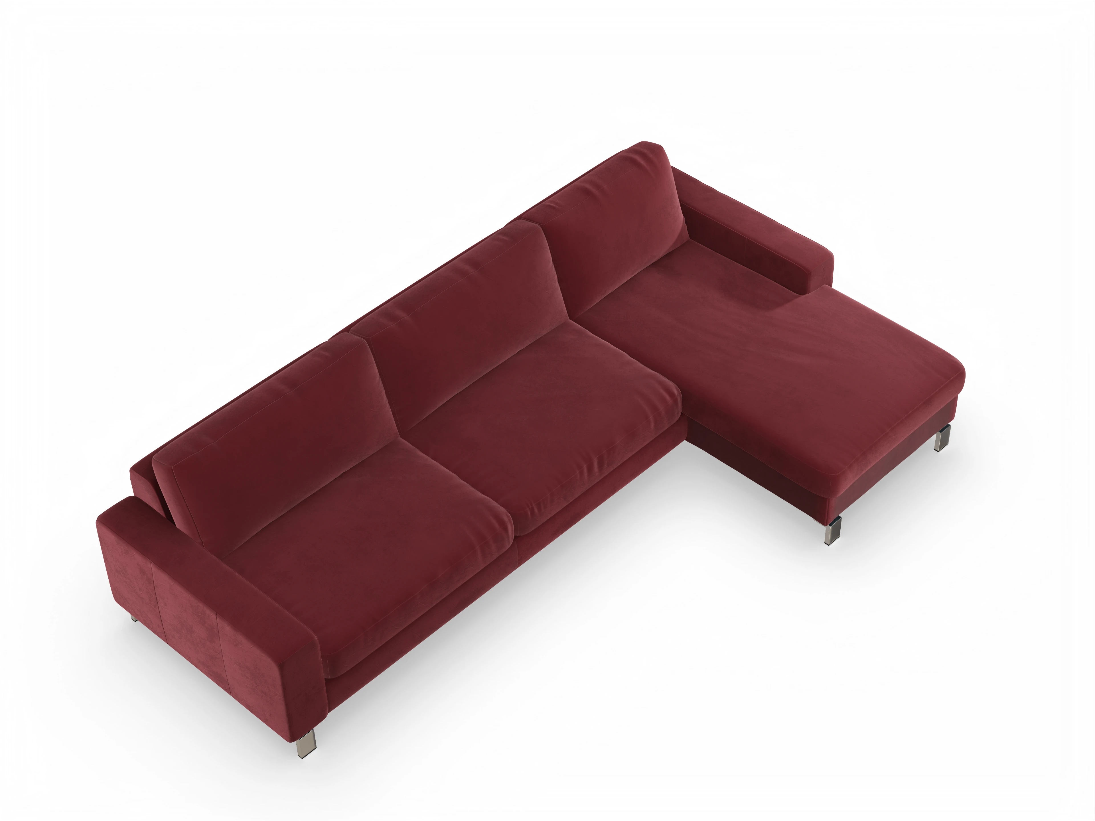 Ansicht des Produktes Indiana Ecksofa rechts Abschluss offen in Stoff Rot