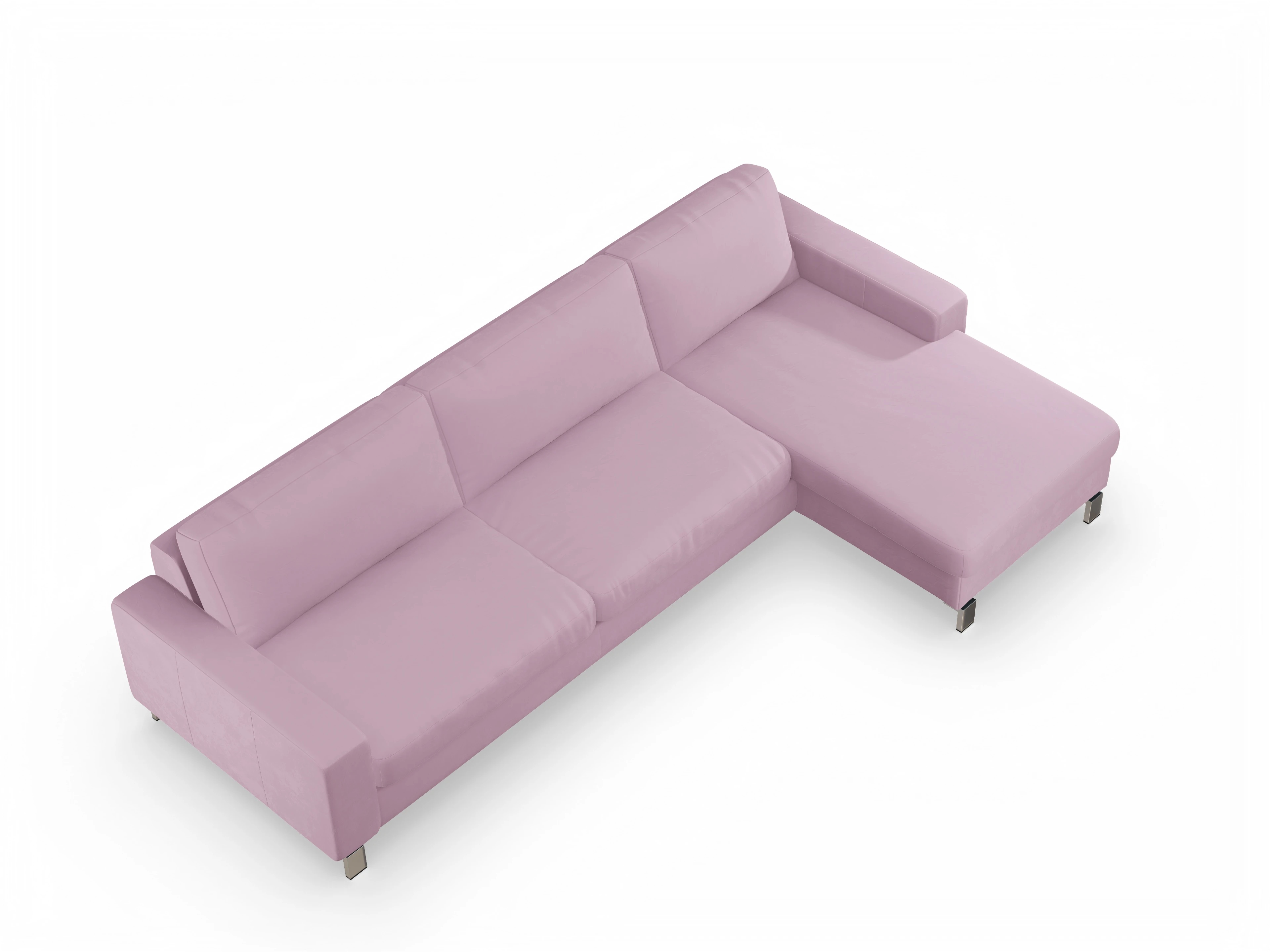 Ansicht des Produktes Indiana Ecksofa rechts Abschluss offen in Stoff Rosa