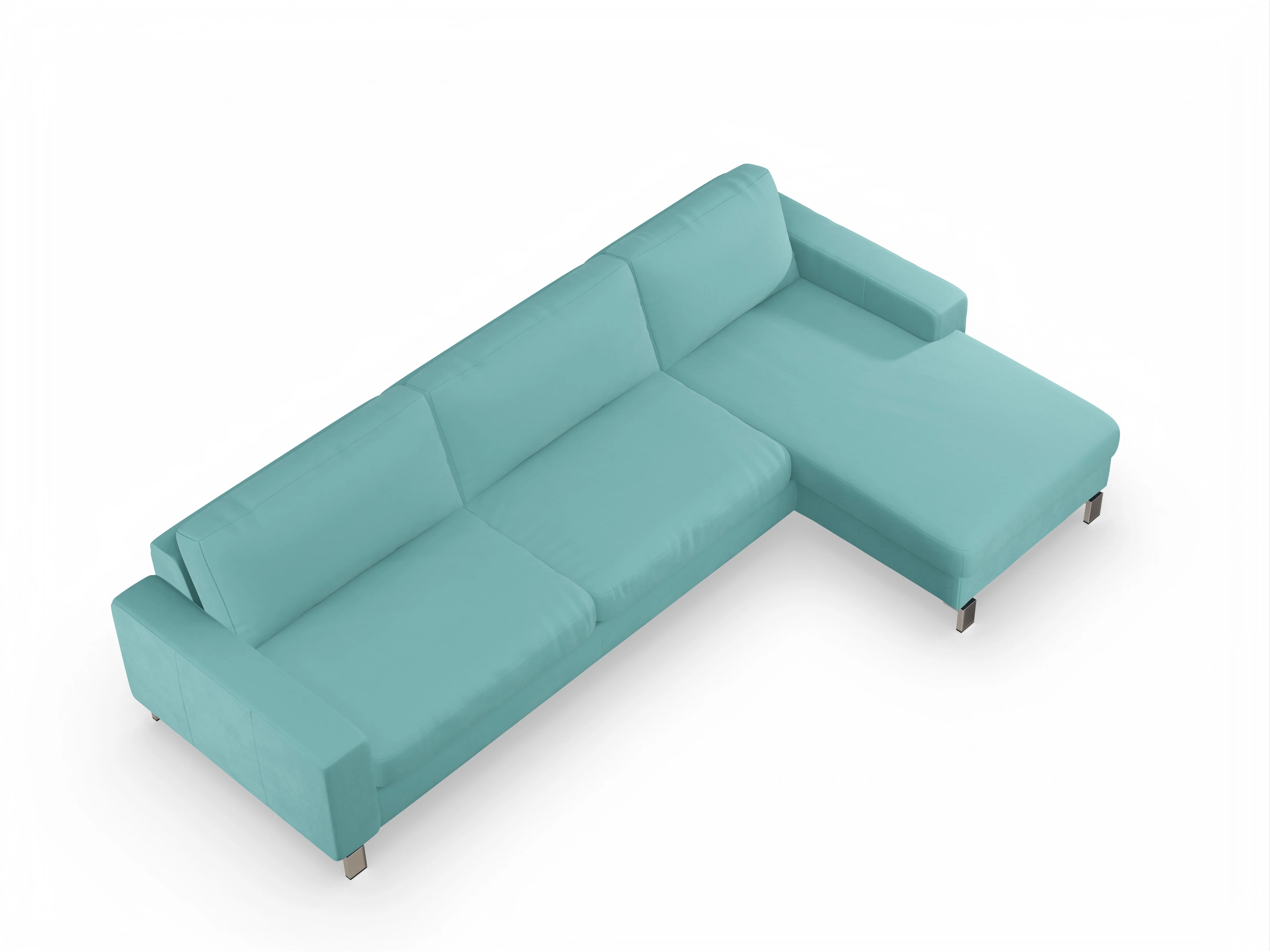 Ansicht des Produktes Indiana Ecksofa rechts Abschluss offen in Stoff Blau