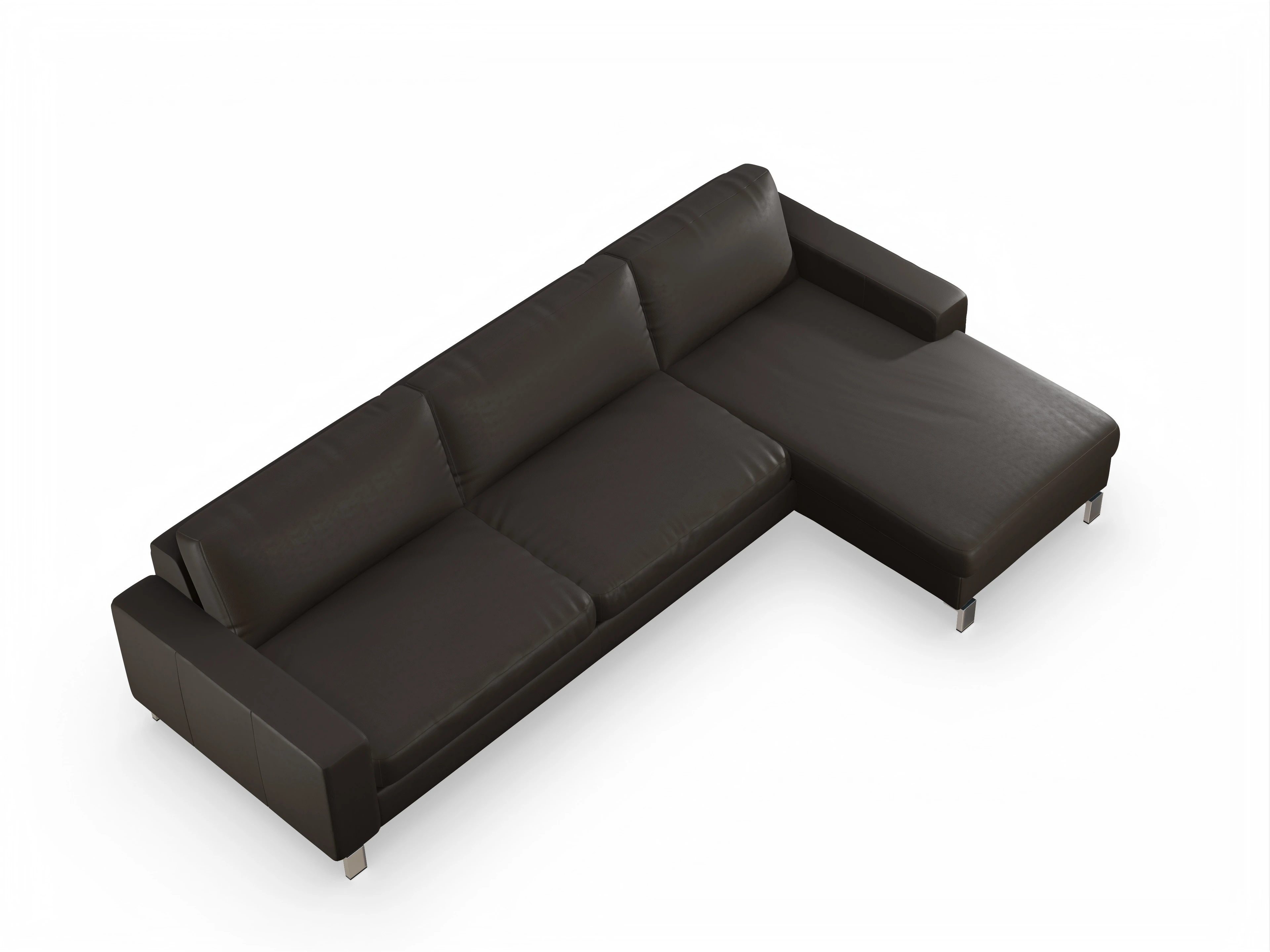 Ansicht des Produktes Indiana Ecksofa rechts Abschluss offen in Leder Braun