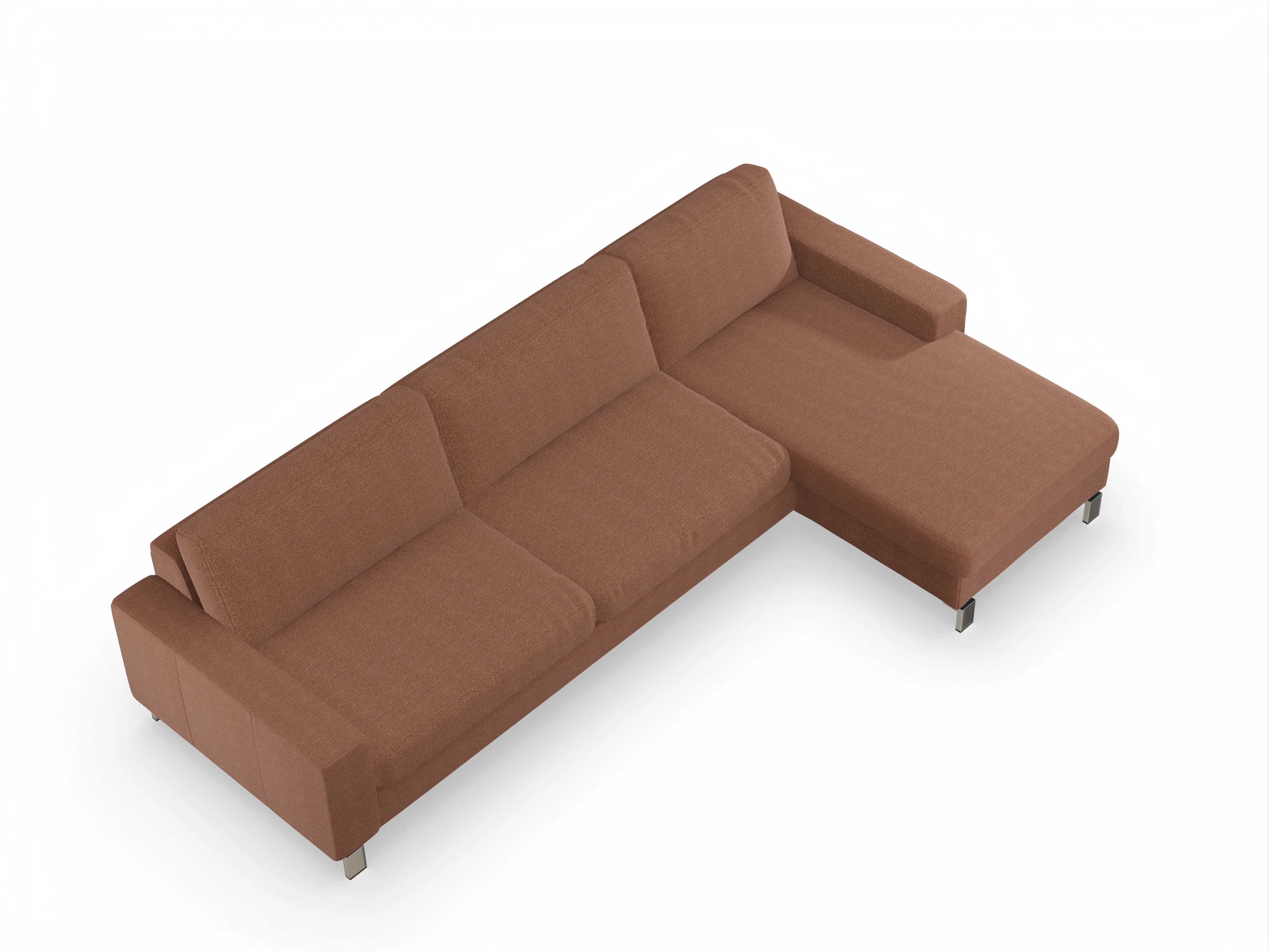 Ansicht des Produktes Indiana Ecksofa rechts Abschluss offen in Stoff Orange