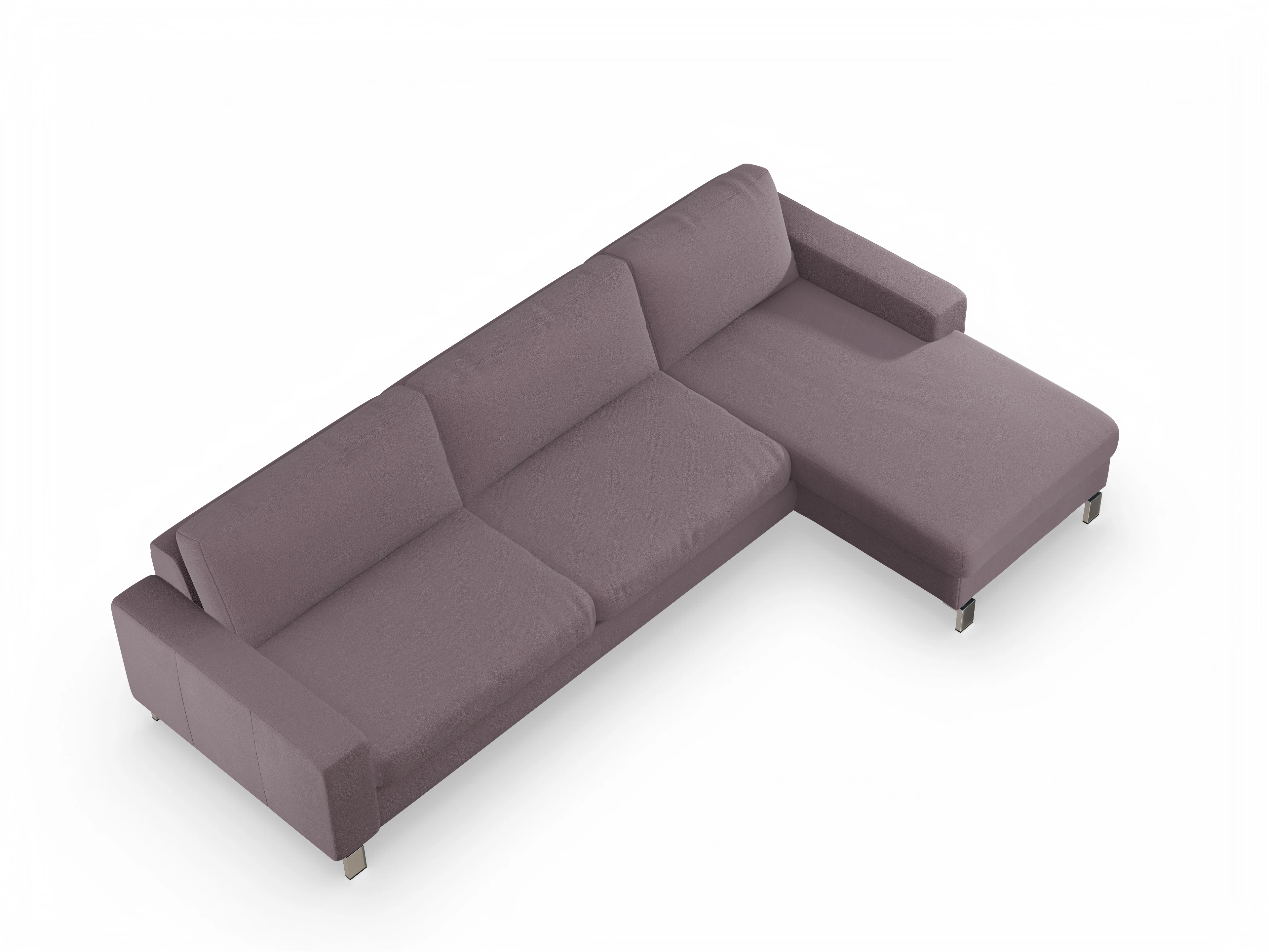 Ansicht des Produktes Indiana Ecksofa rechts Abschluss offen in Stoff Rosa