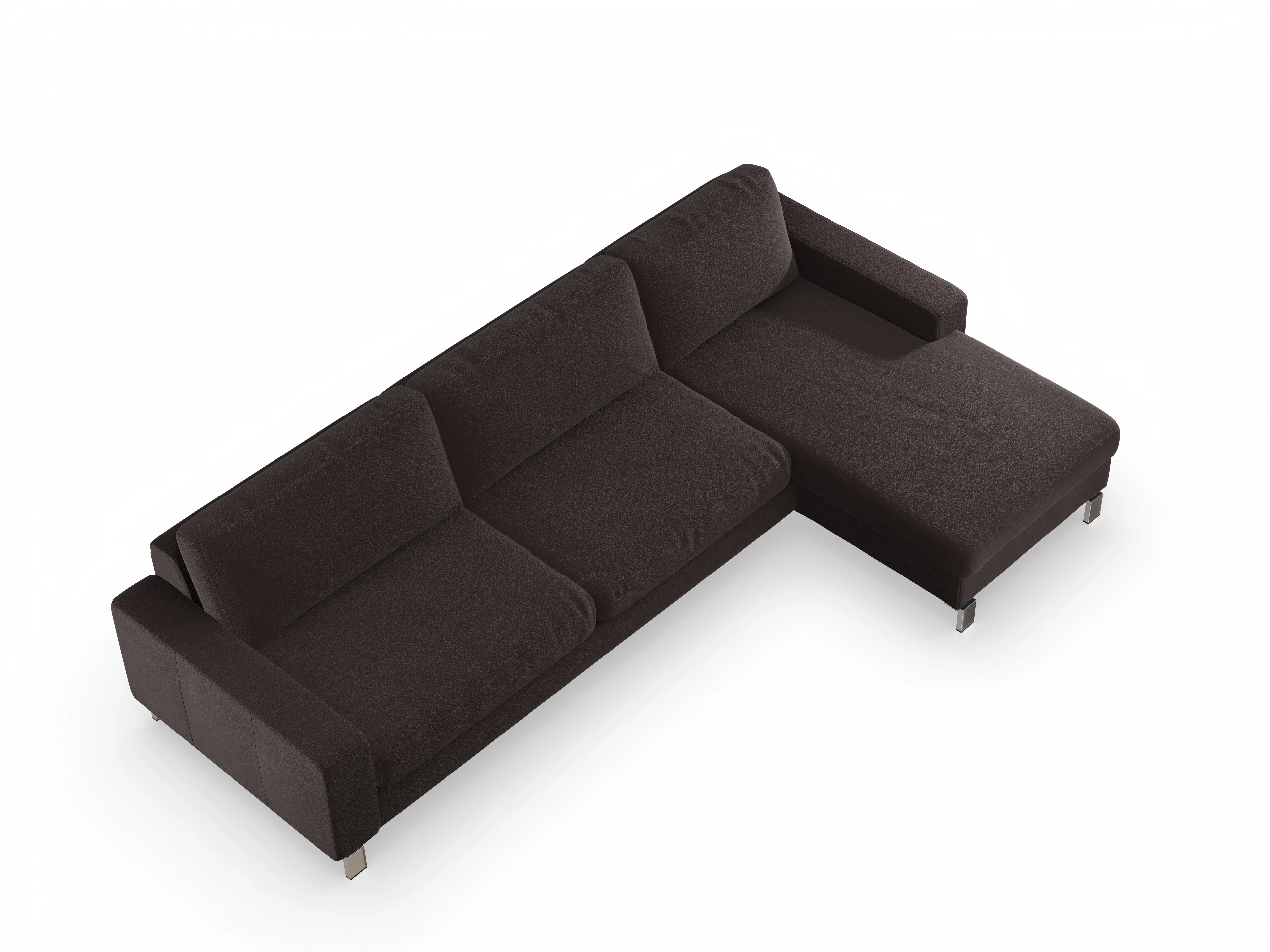 Ansicht des Produktes Indiana Ecksofa rechts Abschluss offen in Stoff Braun