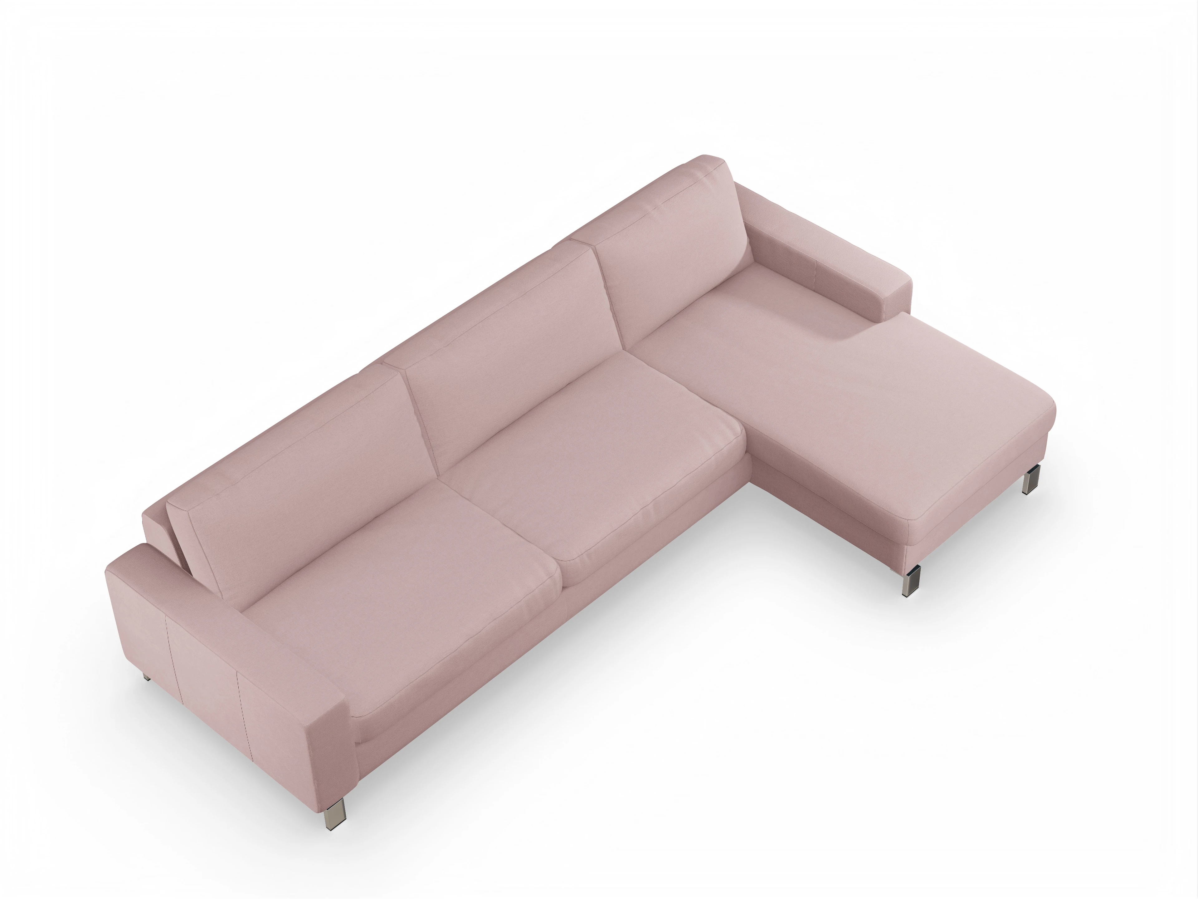 Ansicht des Produktes Indiana Ecksofa rechts Abschluss offen in Stoff Rosa