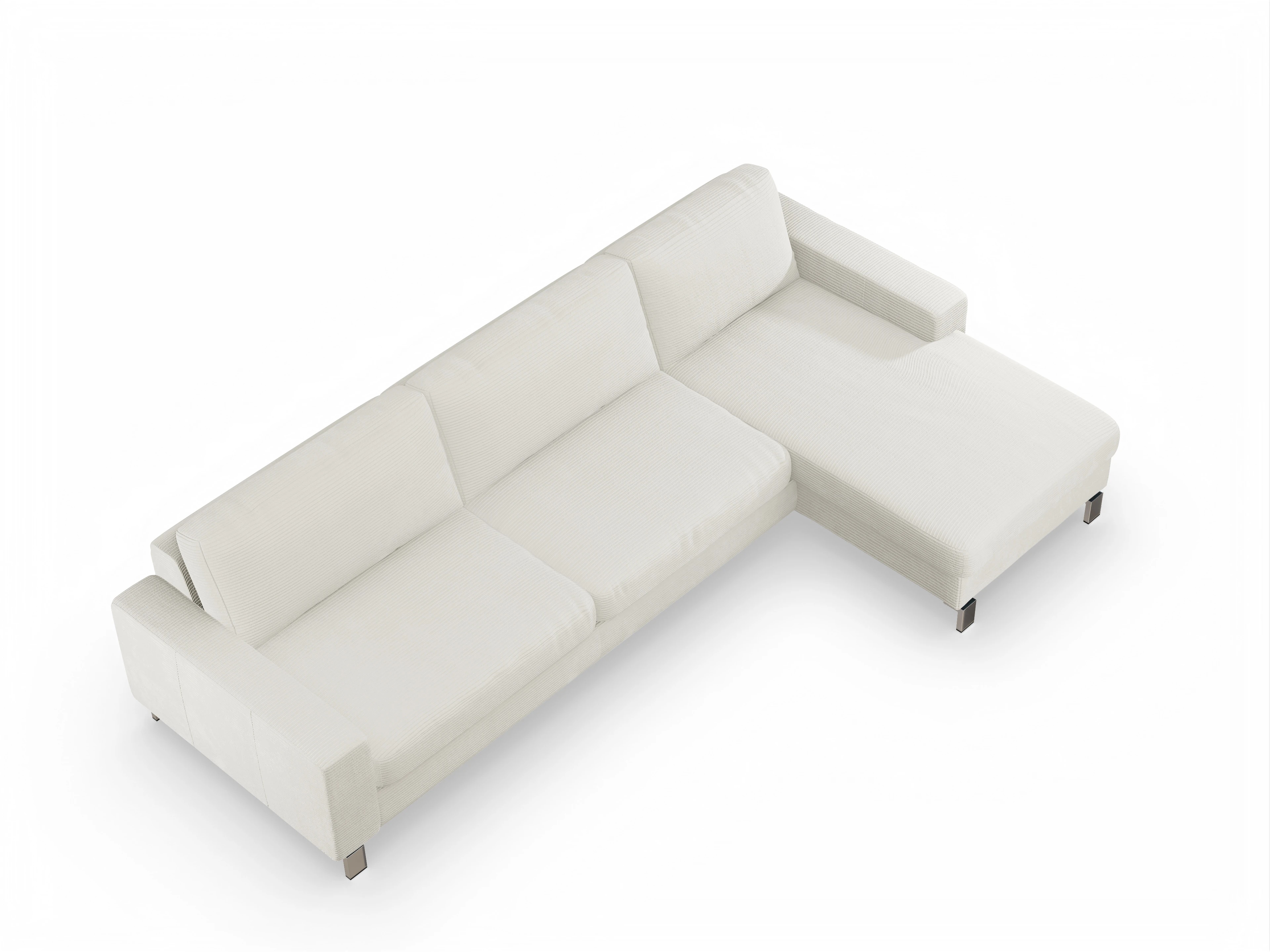 Ansicht des Produktes Indiana Ecksofa rechts Abschluss offen in Stoff Weiss