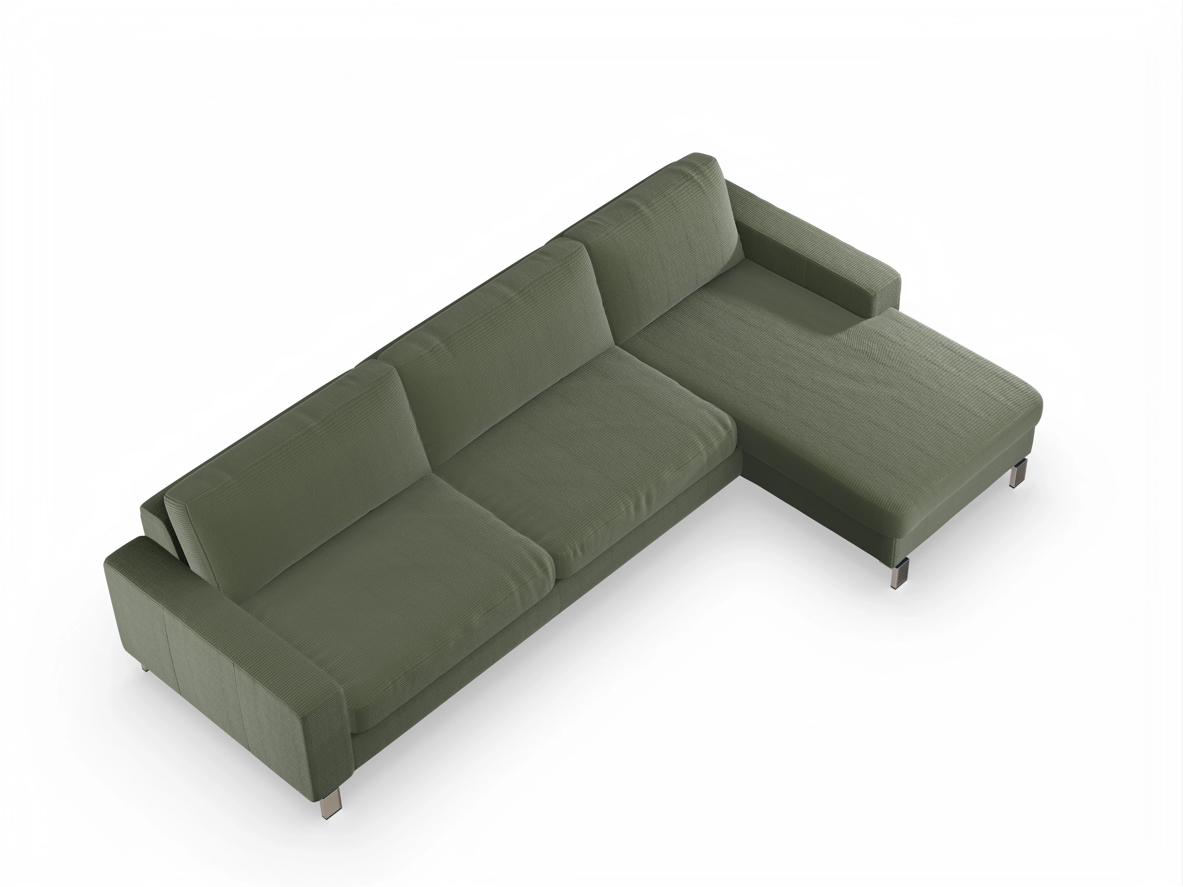 Ansicht des Produktes Indiana Ecksofa rechts Abschluss offen in Stoff Grün