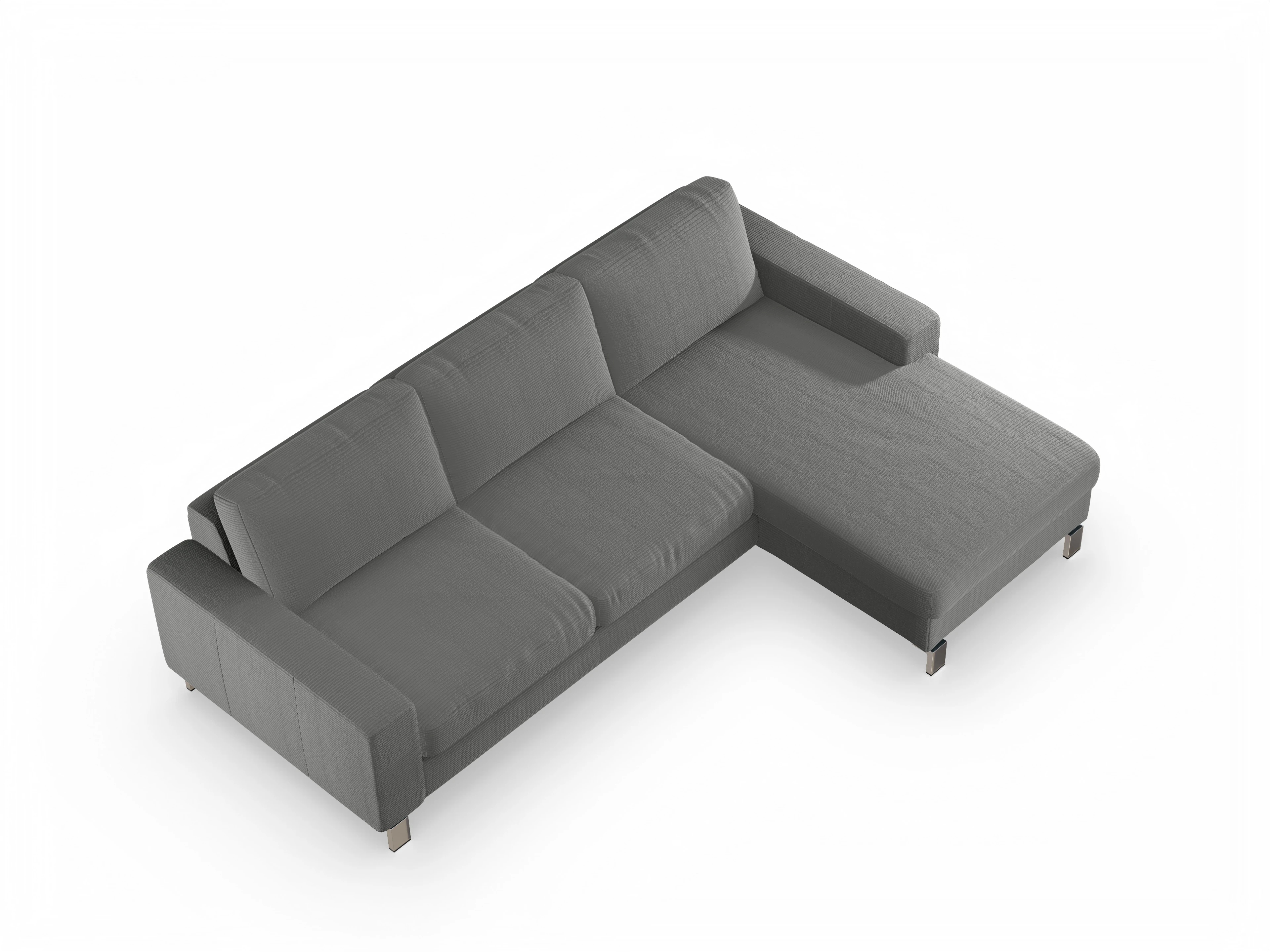 Ansicht des Produktes Indiana Ecksofa rechts Abschluss offen in Stoff Grau