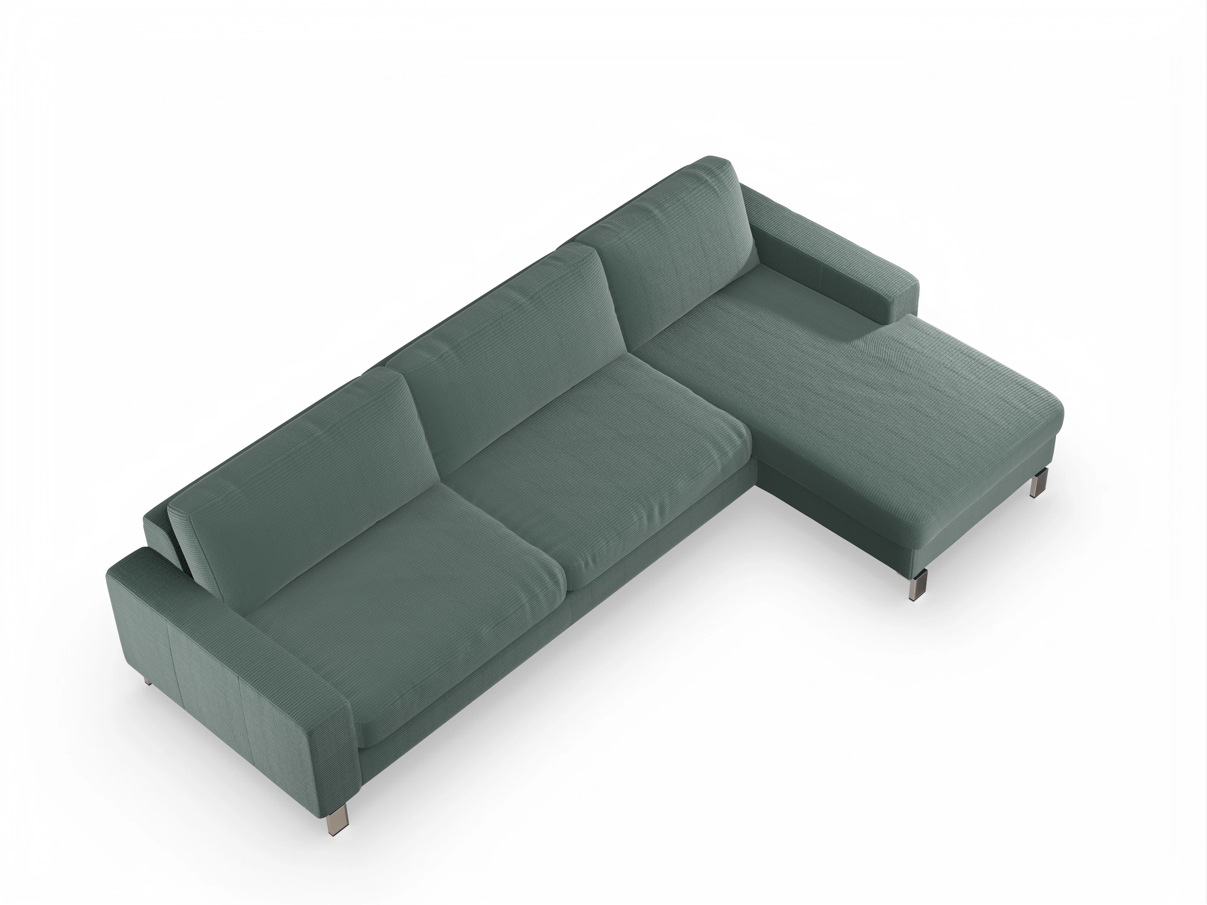 Ansicht des Produktes Indiana Ecksofa rechts Abschluss offen in Stoff Grün