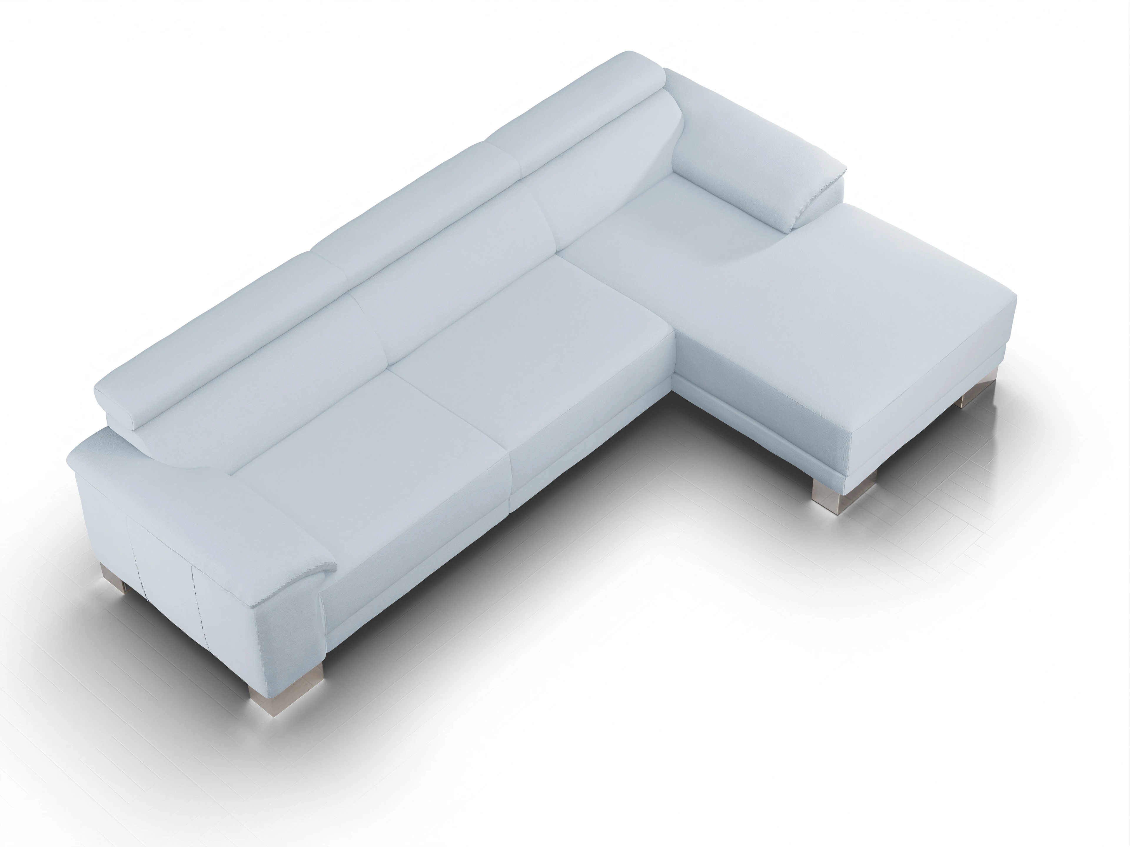 Ansicht des Produktes Antonio Ecksofa rechts Abschluss offen in Stoff Blau