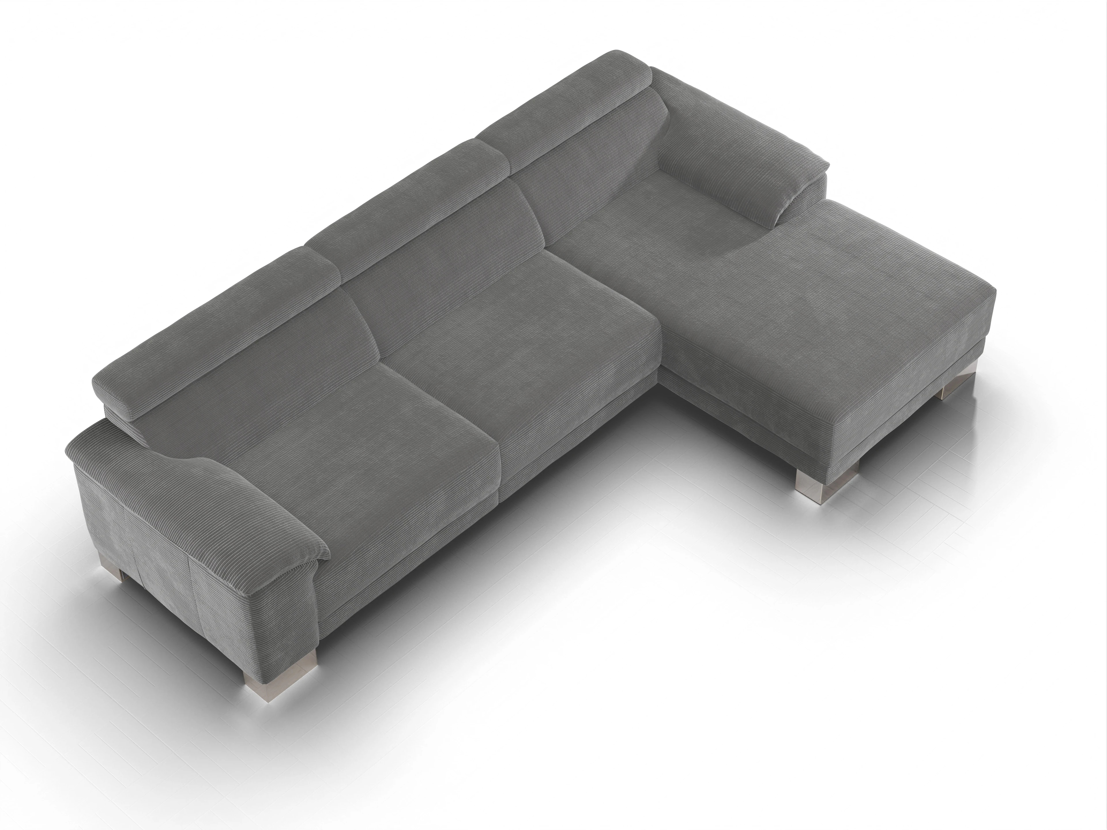 Ansicht des Produktes Antonio Ecksofa rechts Abschluss offen in Stoff Grau