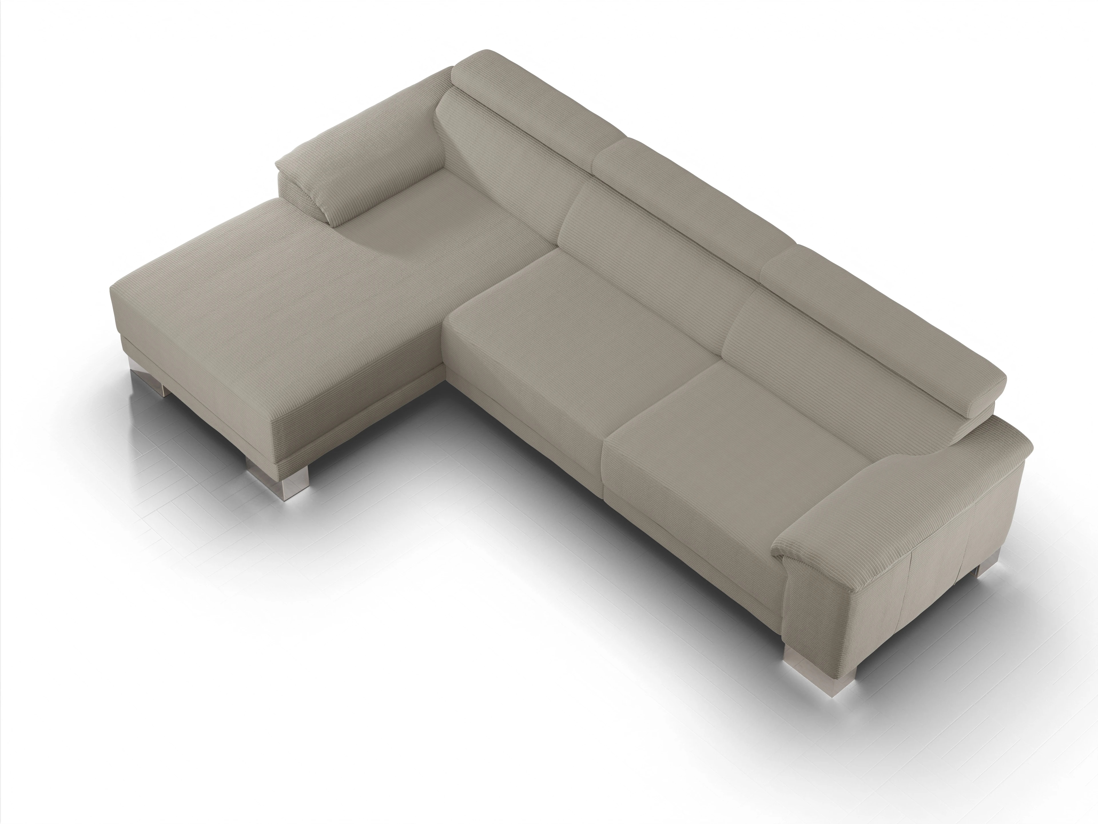 Ansicht des Produktes Antonio Ecksofa links Abschluss offen in Stoff Braun