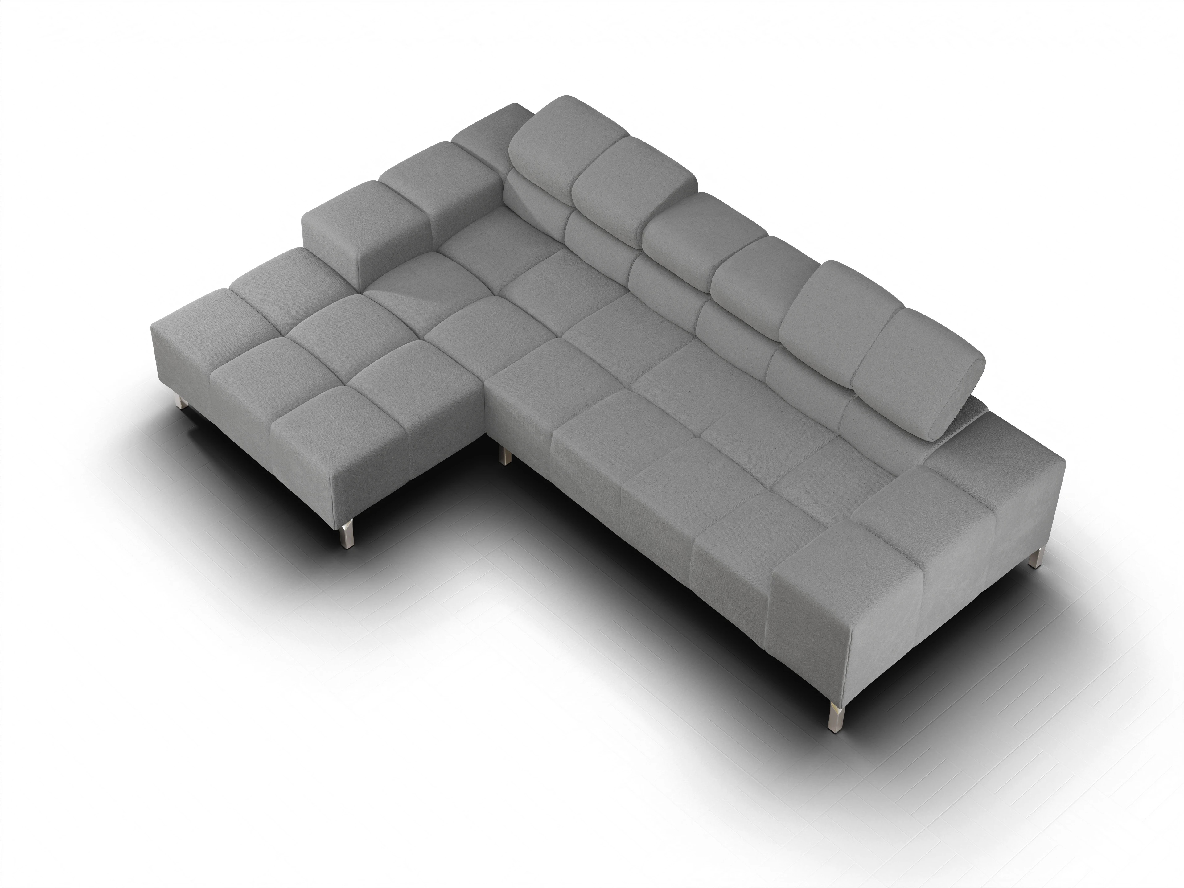 Wilo Ecksofa Longchair L Ansicht des Produktes Wilo Ecksofa links Abschluss offen in Stoff Grau