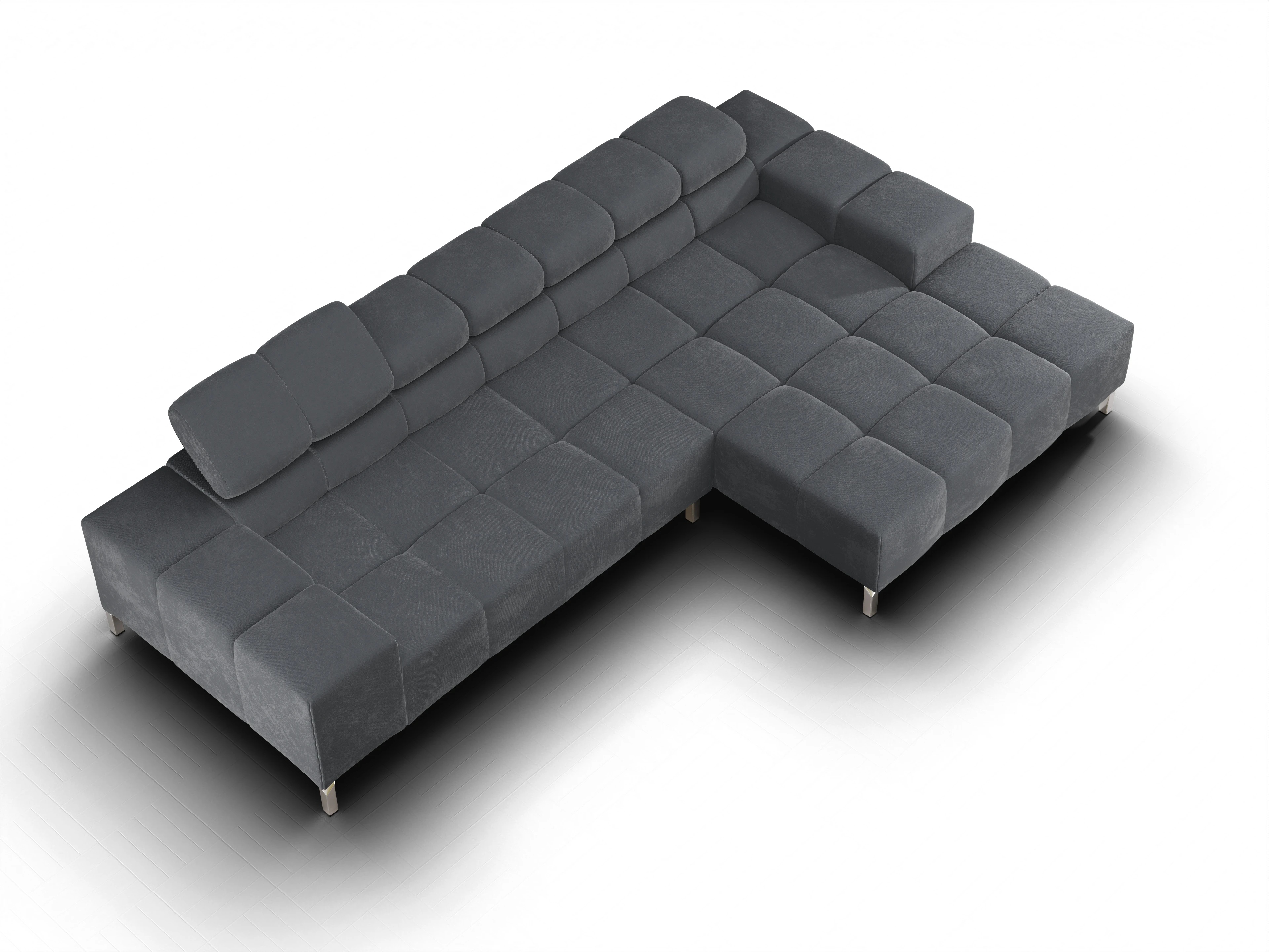 Wilo Ecksofa Longchair groß R Ansicht des Produktes Wilo Ecksofa rechts Abschluss offen in Stoff Braun