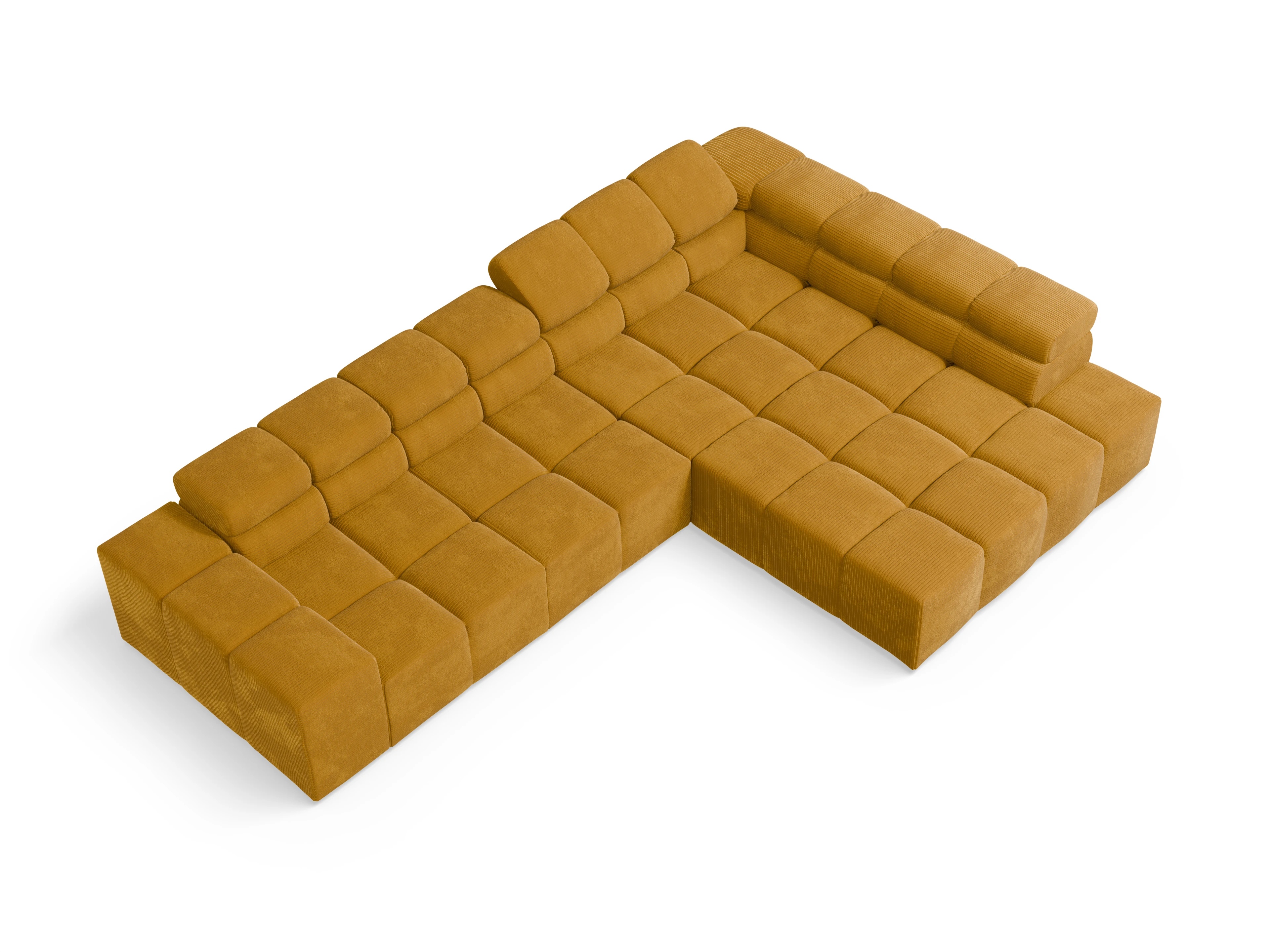 Camara Ecksofa Umbauecke Plus Medium R Ansicht des Produktes Camara 2.0 Ecksofa rechts Abschluss offen in Stoff Gelb
