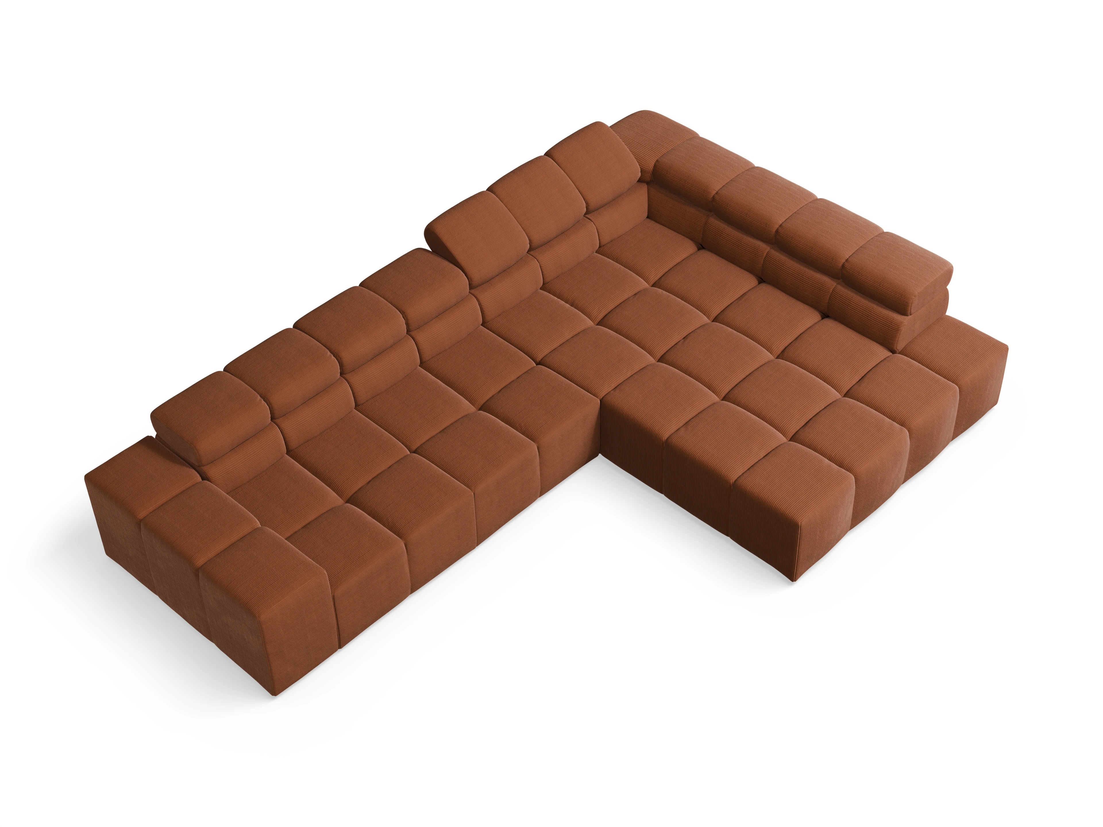 Camara Ecksofa Umbauecke Plus Medium R Ansicht des Produktes Camara 2.0 Ecksofa rechts Abschluss offen in Stoff Orange