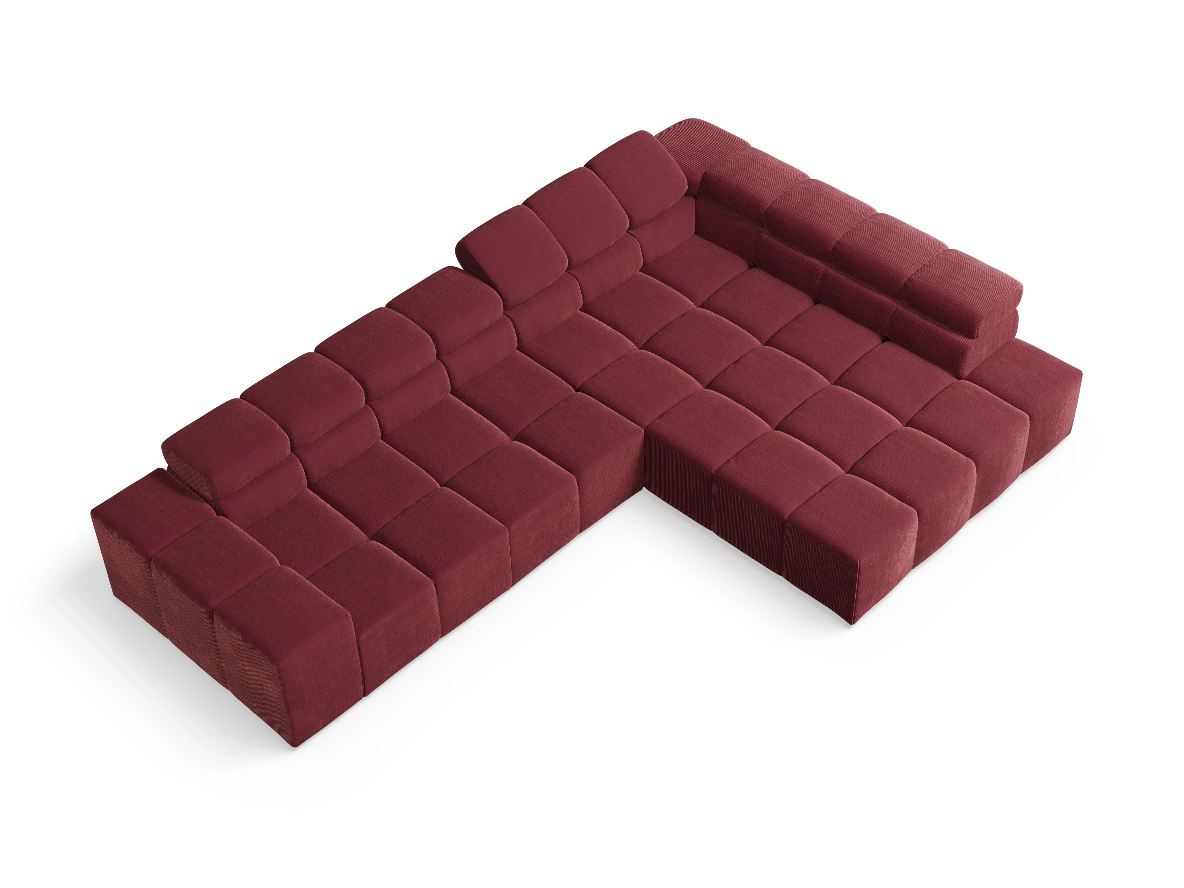 Camara Ecksofa Umbauecke Plus Medium R Ansicht des Produktes Camara 2.0 Ecksofa rechts Abschluss offen in Stoff Rot