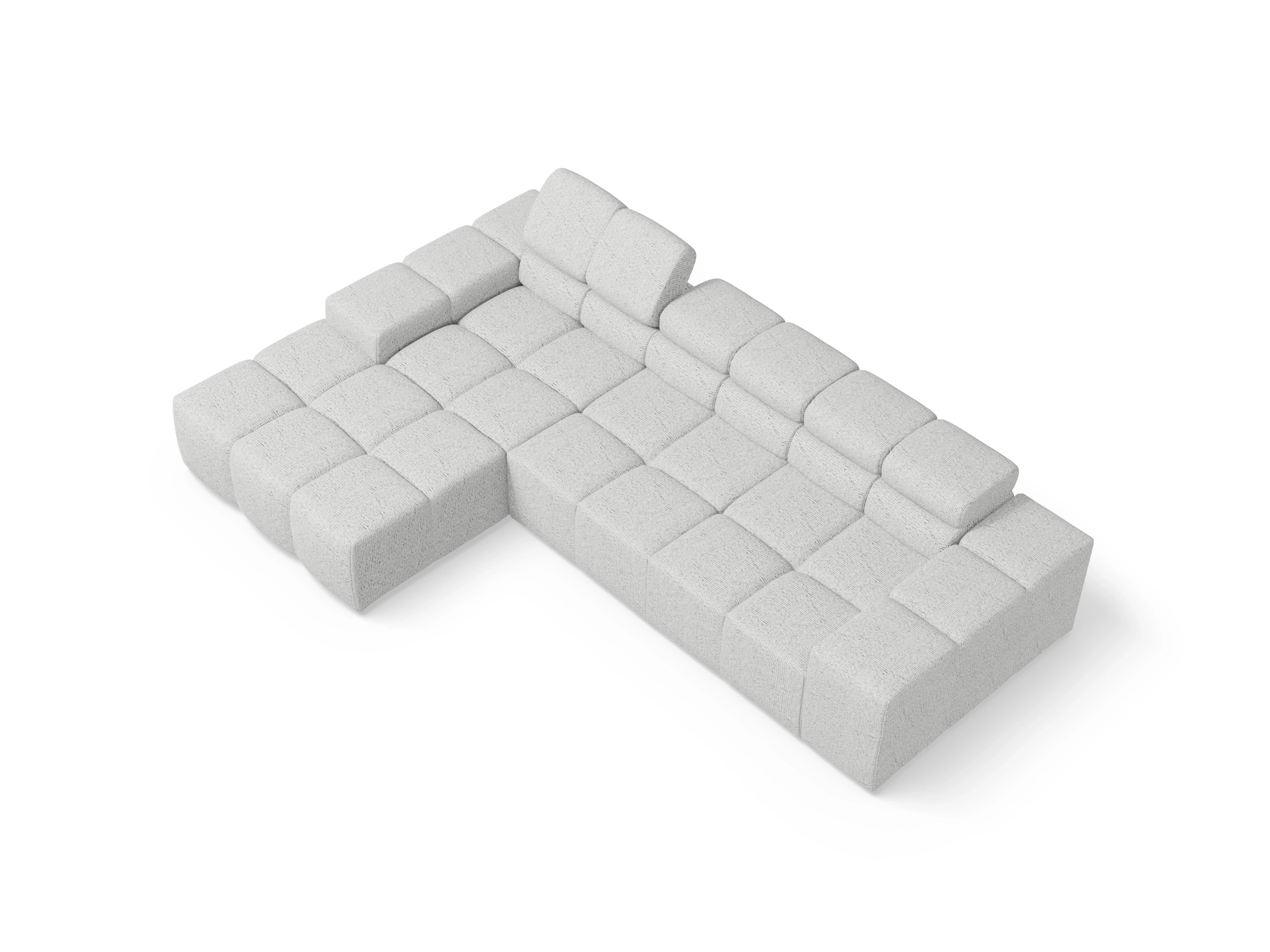 Camara Ecksofa Longchair Medium L Ansicht des Produktes Camara 2.0 Ecksofa links Abschluss offen in Stoff Grau