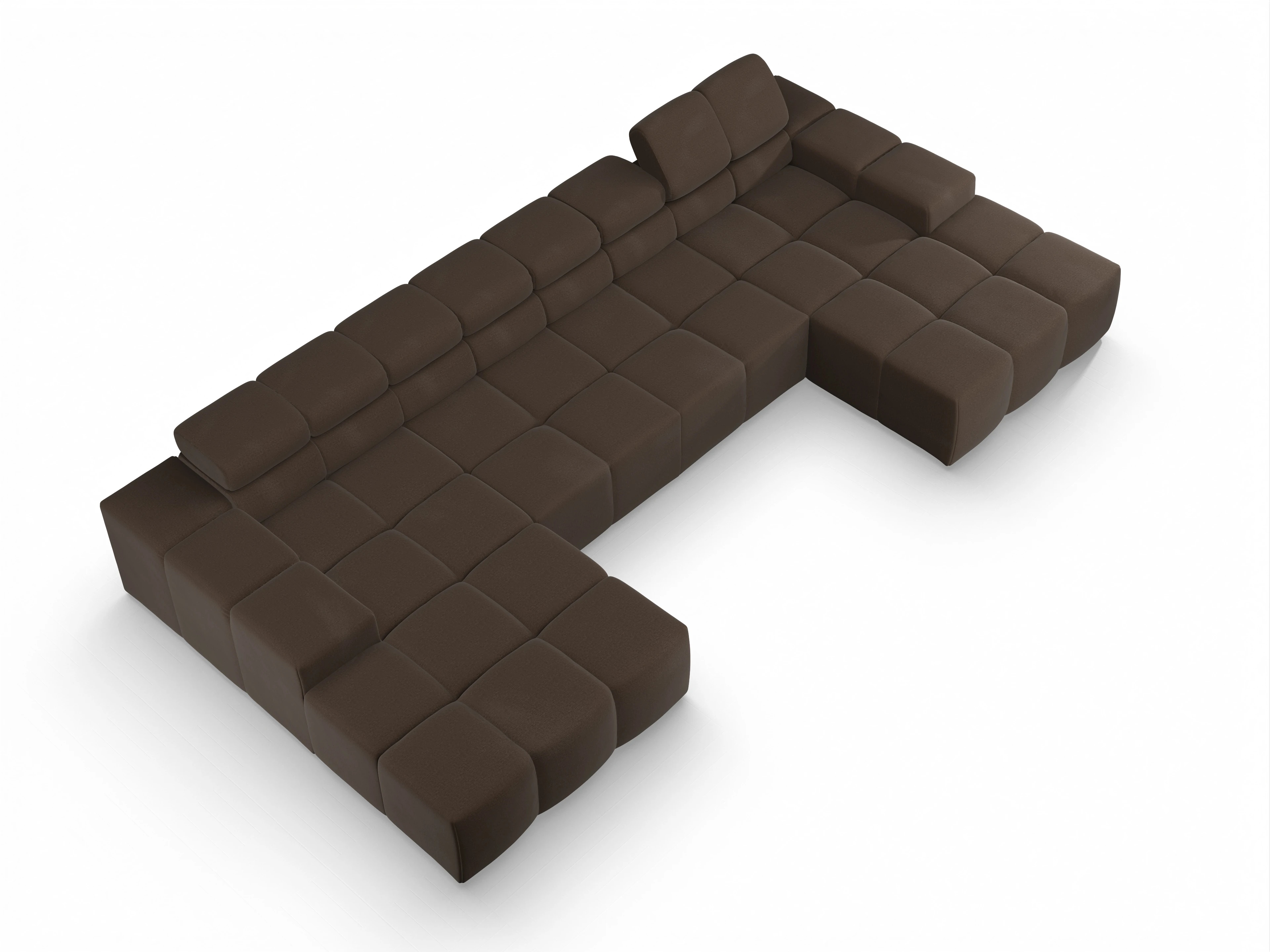 Ansicht des Produktes Camara 2.0 Wohnlandschaft offen beidseitig in Stoff Braun