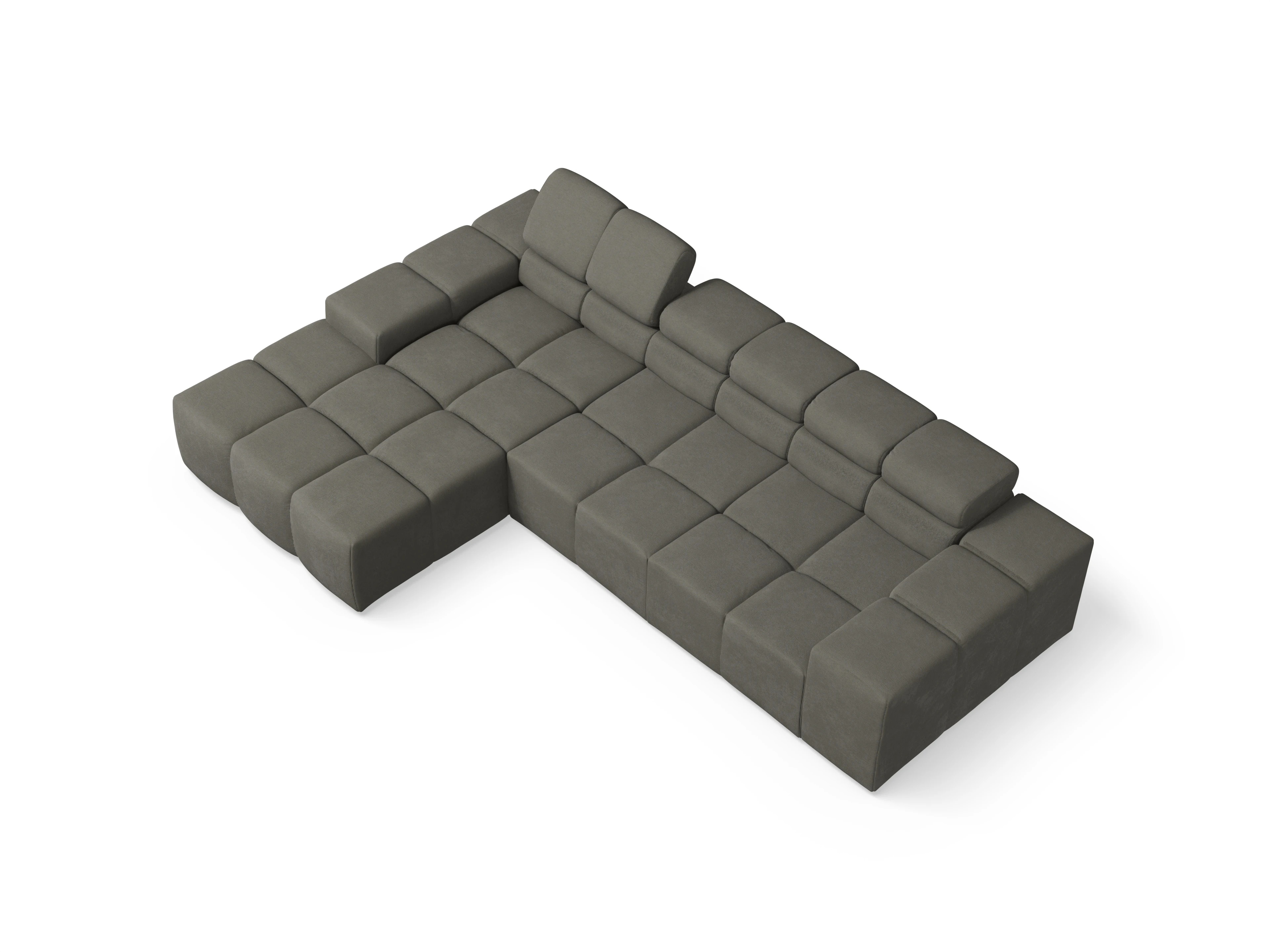 Camara Ecksofa Longchair Medium L Ansicht des Produktes Camara 2.0 Ecksofa links Abschluss offen in Stoff Grau