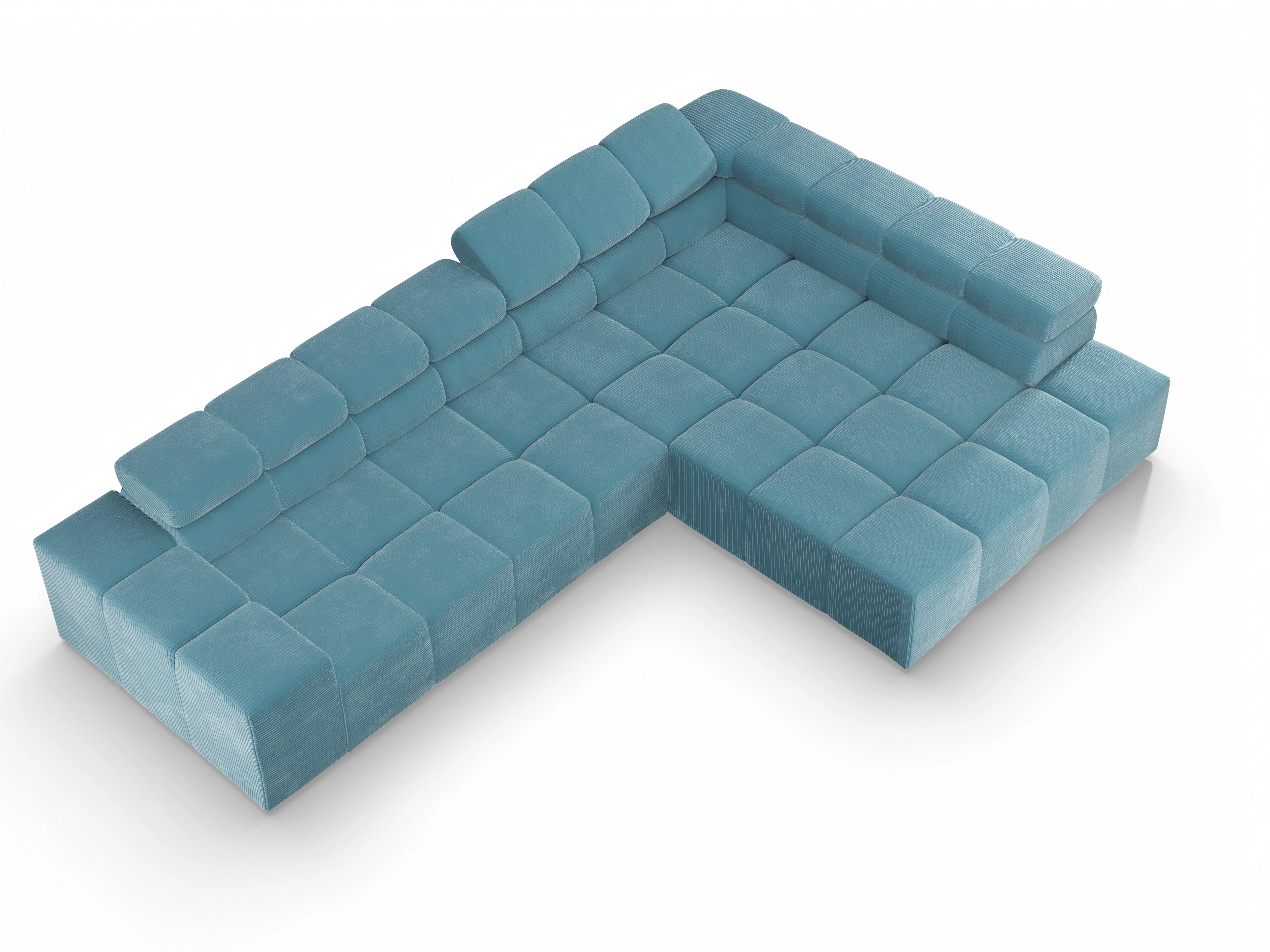 Ansicht des Produktes Camara 2.0 Ecksofa rechts Abschluss offen in Stoff Blau