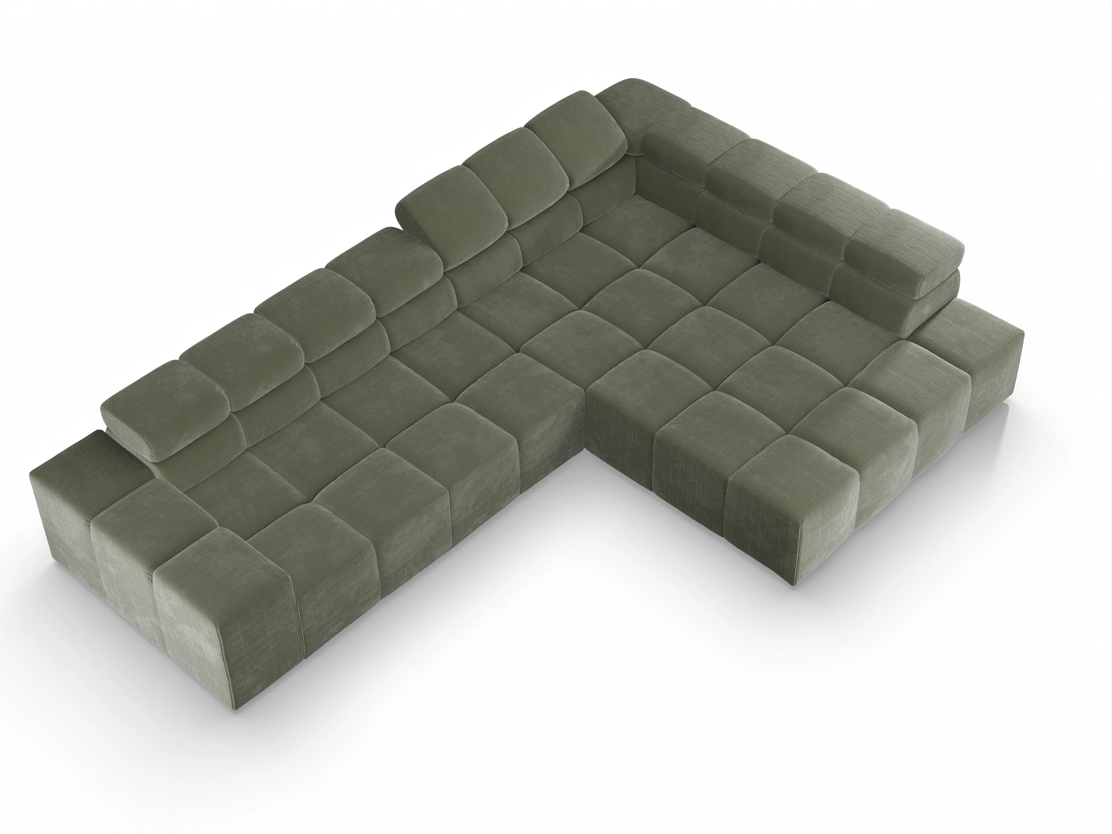 Ansicht des Produktes Camara 2.0 Ecksofa rechts Abschluss offen in Stoff Grün