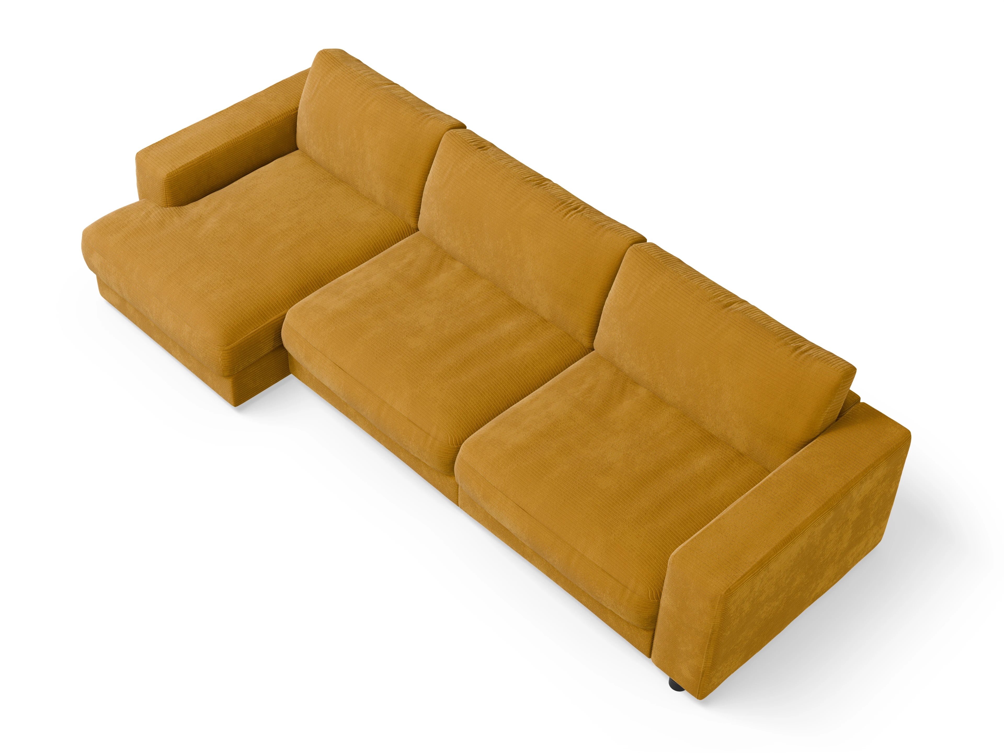 Mammut Ecksofa LOklein 2XL L Ansicht des Produktes Mammut Plus 2.0 Ecksofa links Abschluss offen in Stoff Gelb
